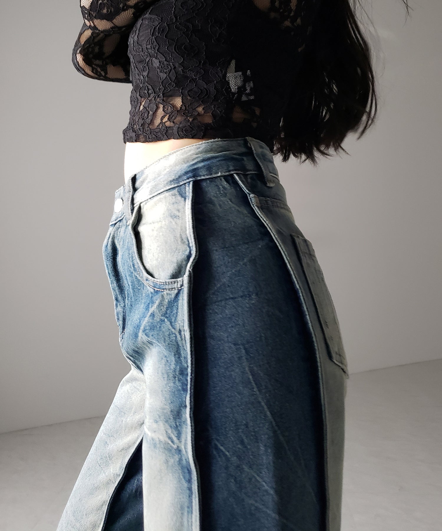 【 4size 】ヴィンテージライクサイドタックストレートデニム /vintage like side tuck straight denim