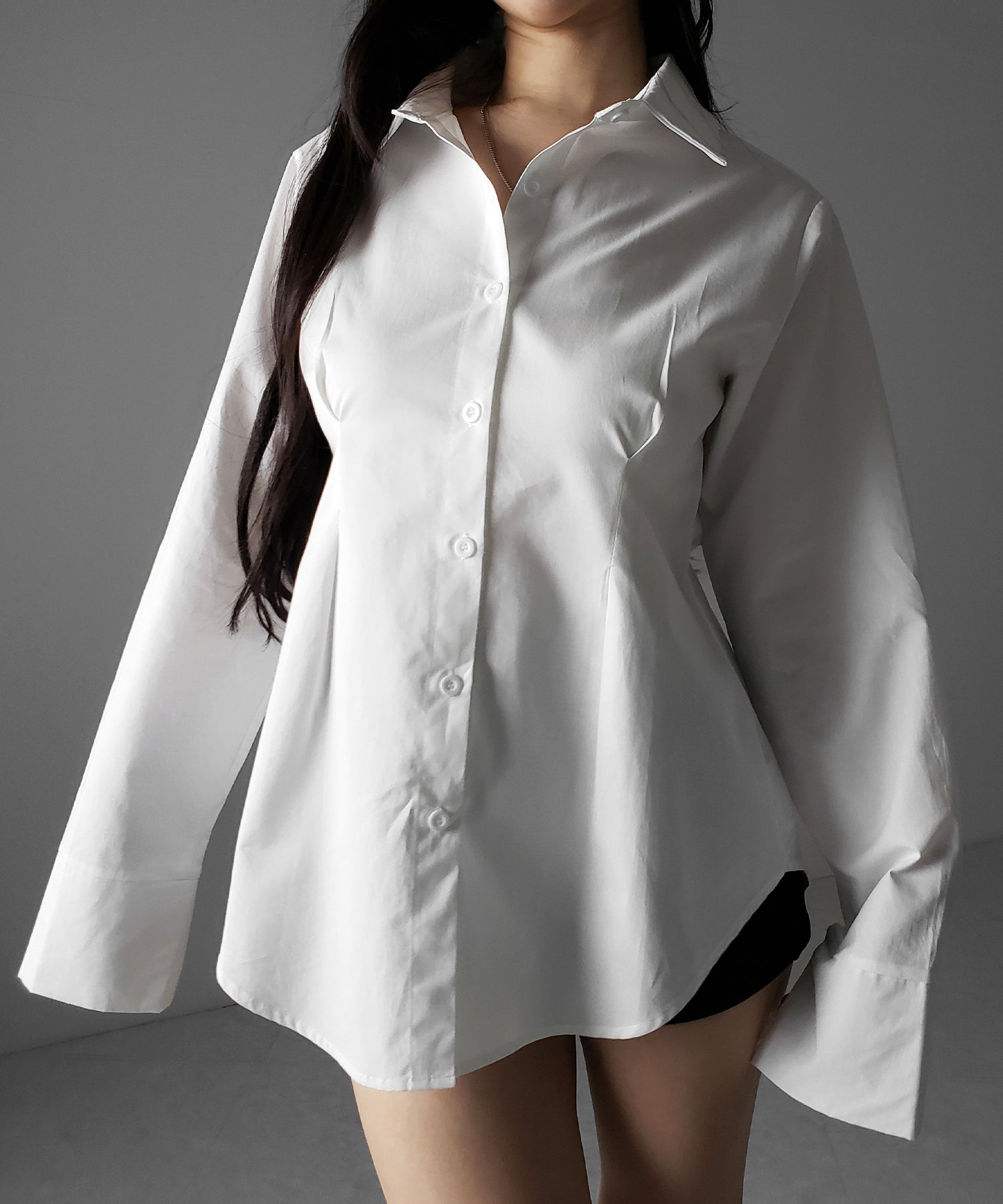 ウエストタックフレアレディシャツ / waist tuck flare lady shirts