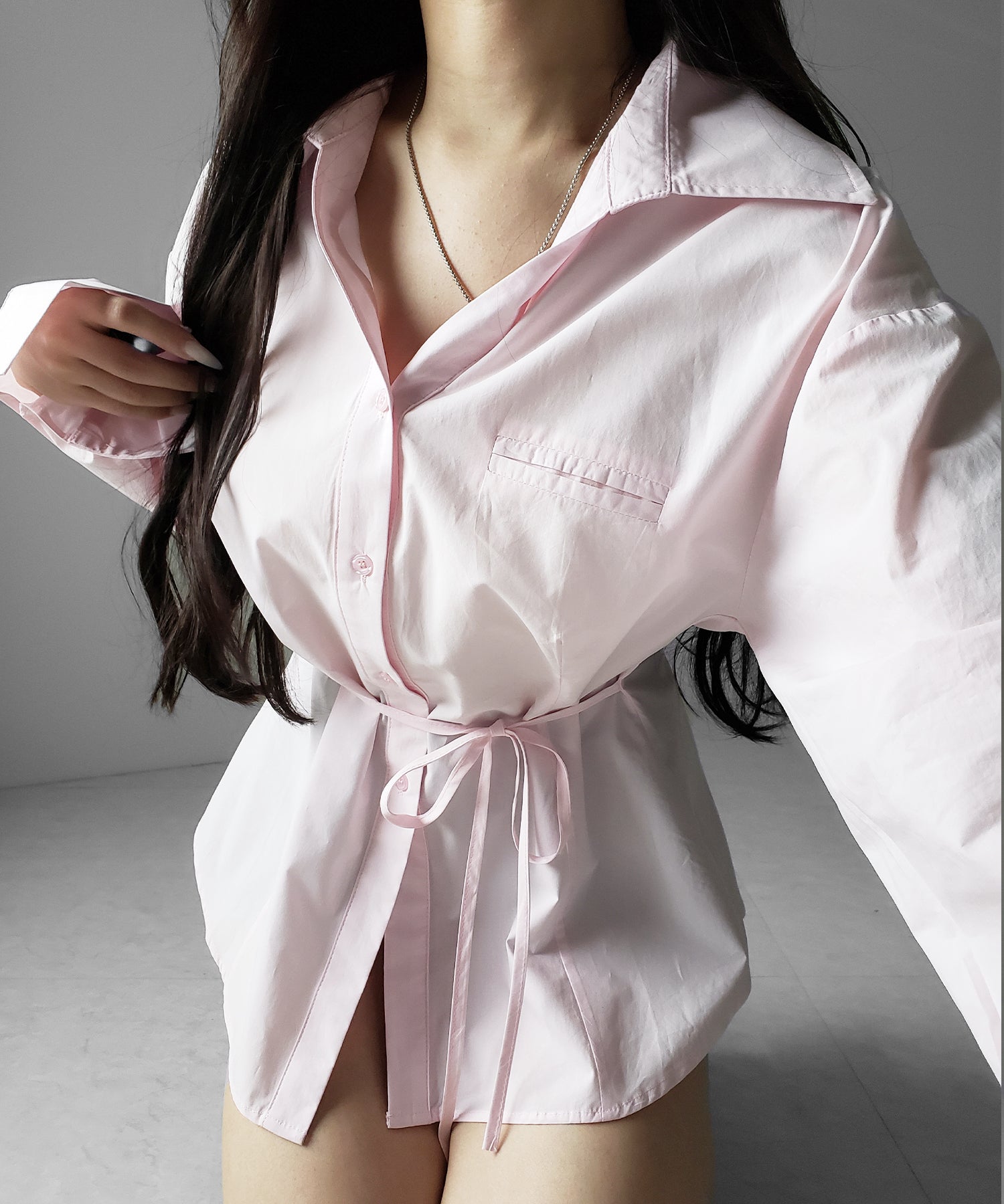 ストラップリボンレディフレアシャツ / strap ribbon lady flare shirts