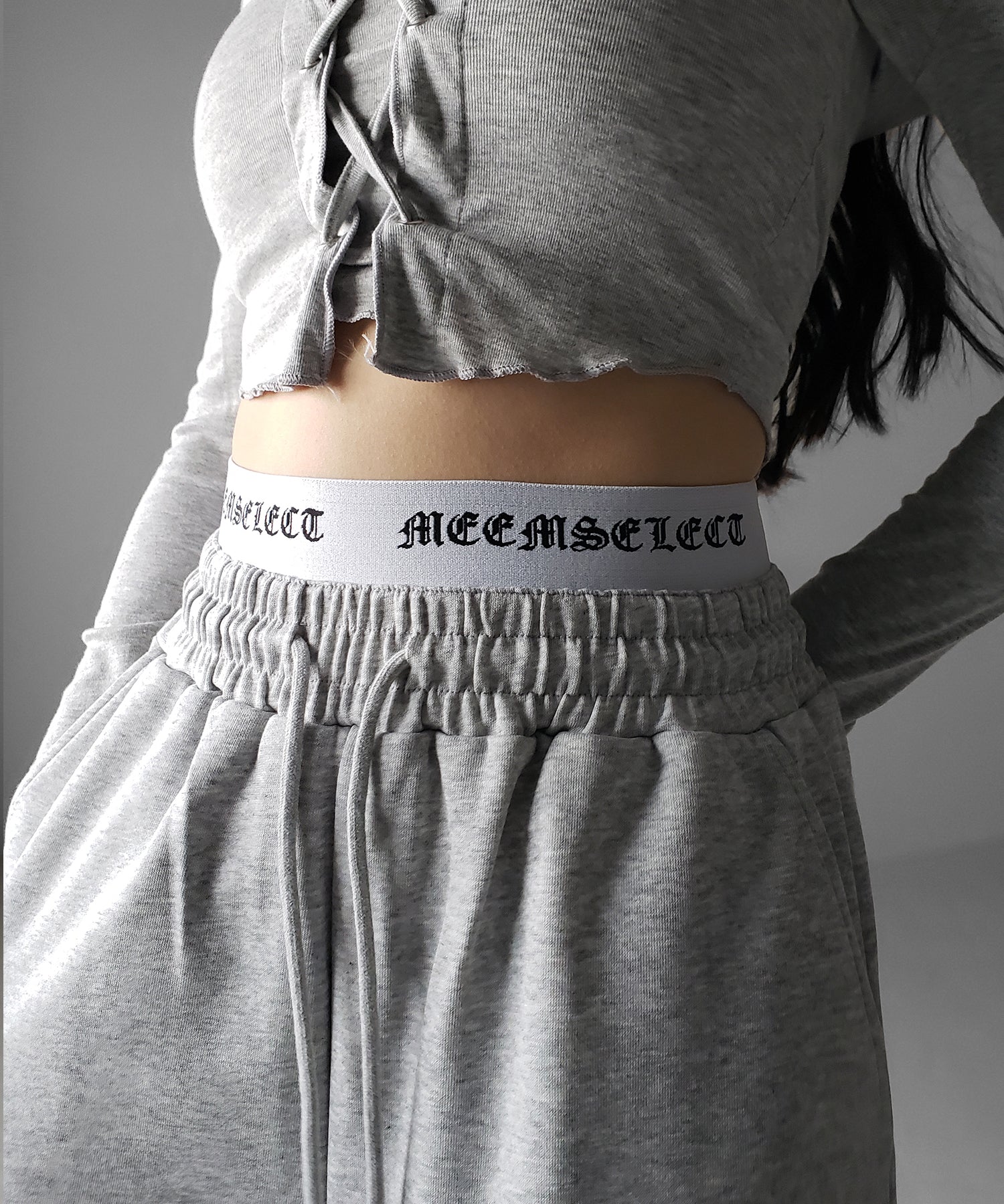 ウエストグランジロゴスウェットワイドパンツ / waist grunge logo sweat wide pants