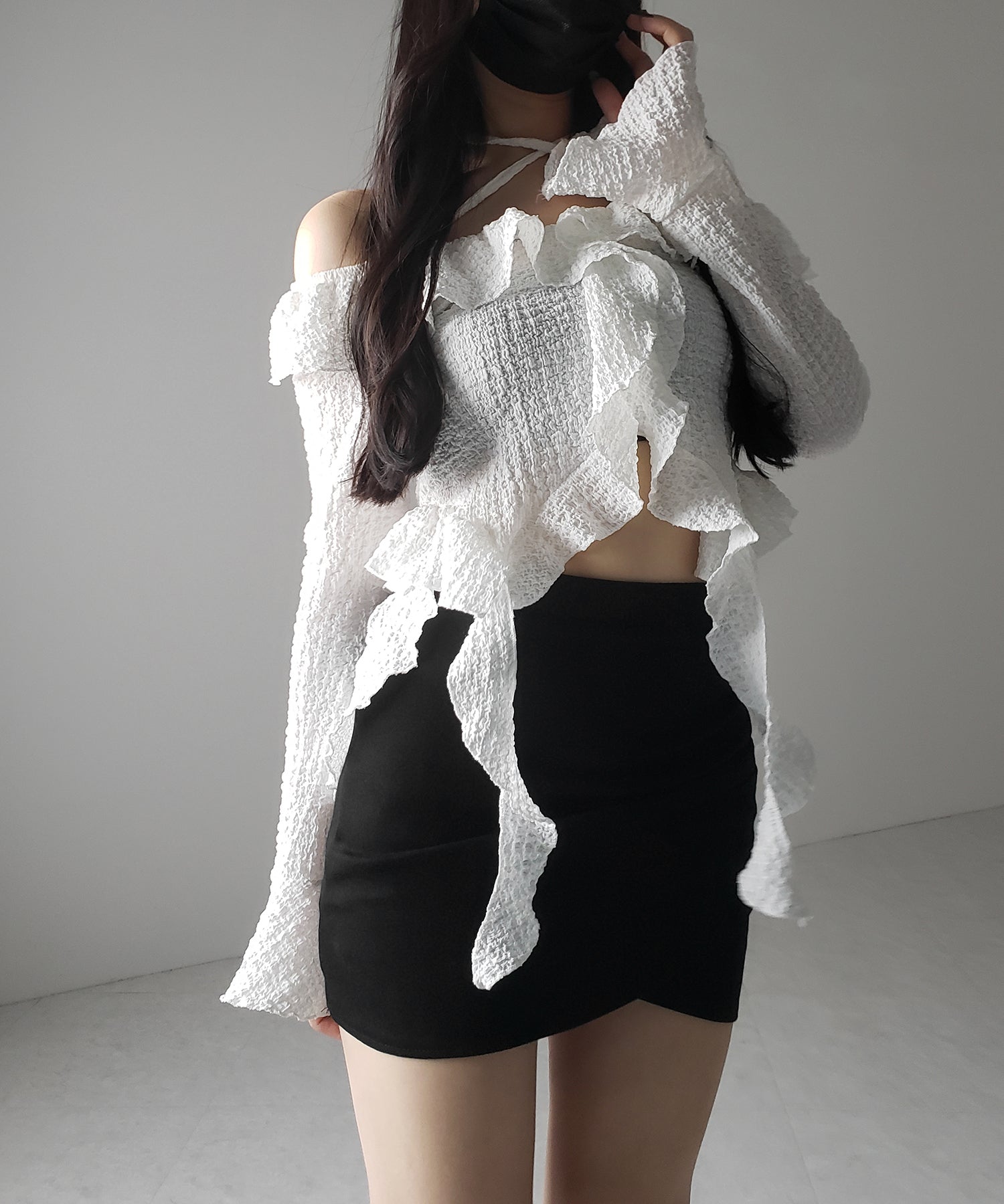 【 インパン裏地付 】サイドタックギャザータイトミニスカート /side tuck gather tight mini skirt