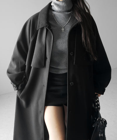 【 ウエストマークベルトSET 】2WAY ステンカラーレディメルトンロングコート / 2WAY soutien collar lady melton long coat
