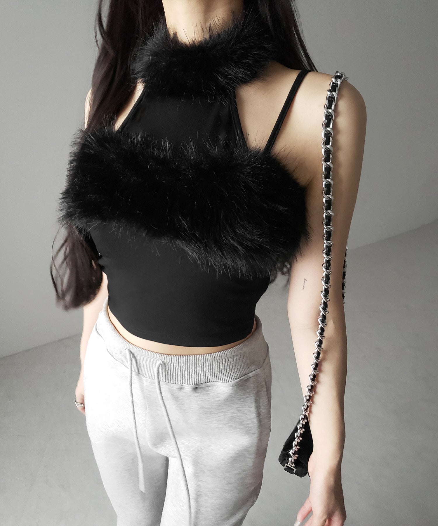 ファードッキングストラップトップス / fur docking strap tops