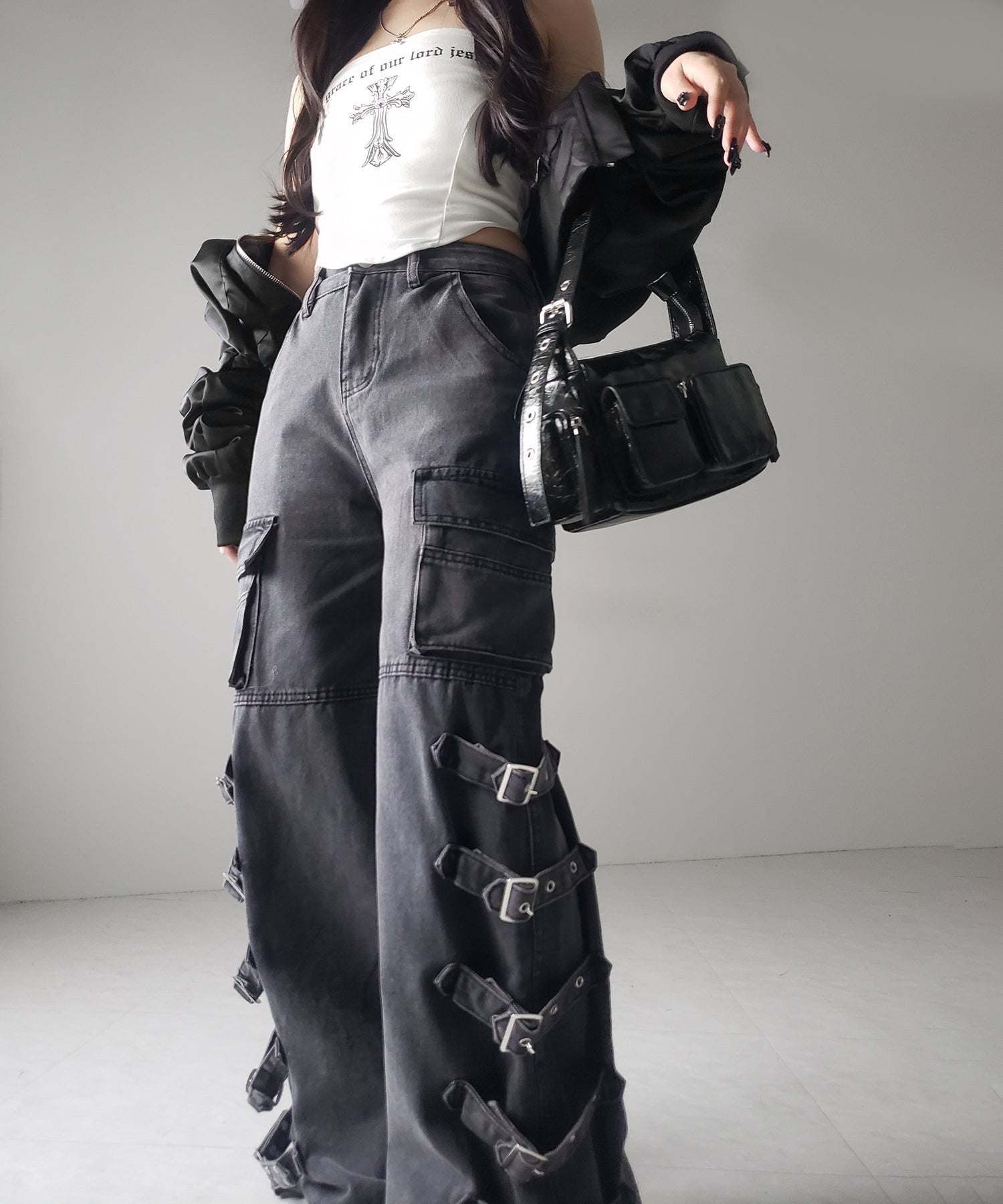 【 4size 】ヴィンテージサイドベルテッドカーゴデニム / vintage side belted cargo denim