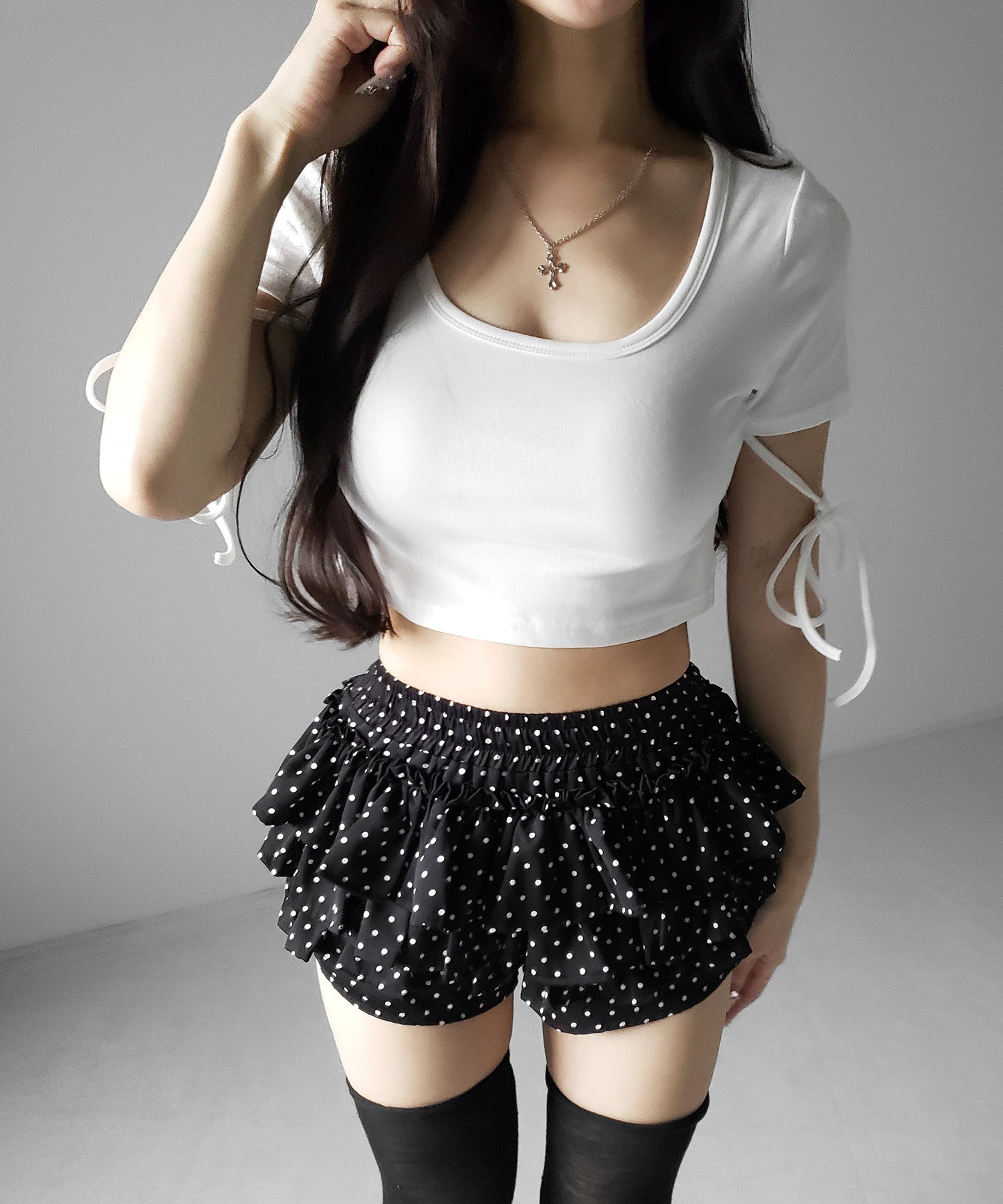 ティアードフリルドットショートパンツ / tiered frill dot short pants