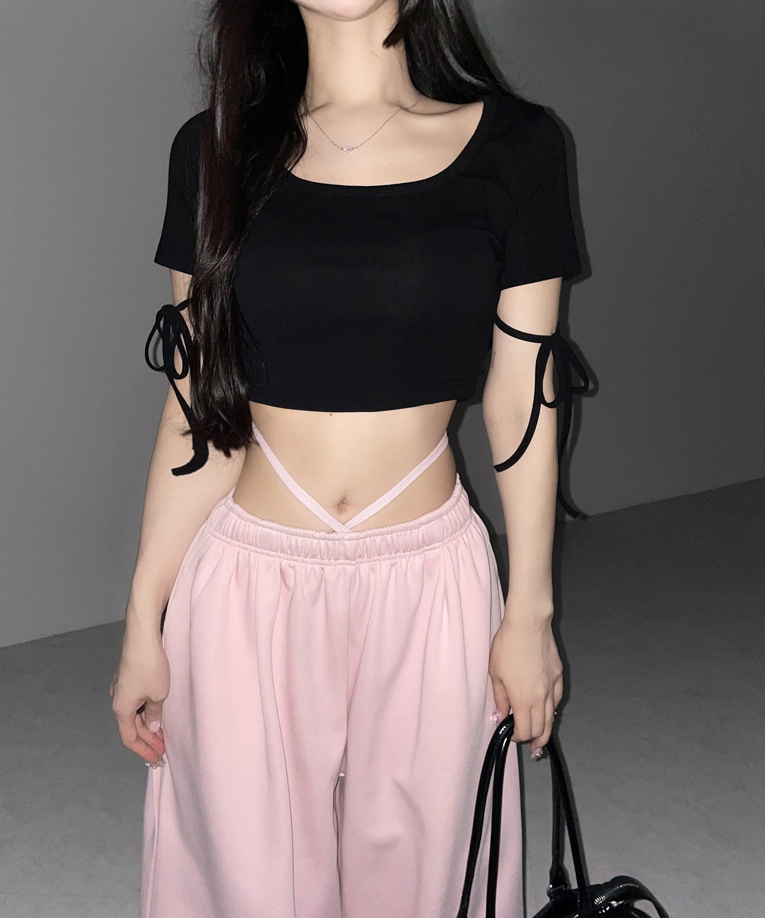 ウエストストリングタックワイドスウェットパンツ / waist string tack wide sweat pants