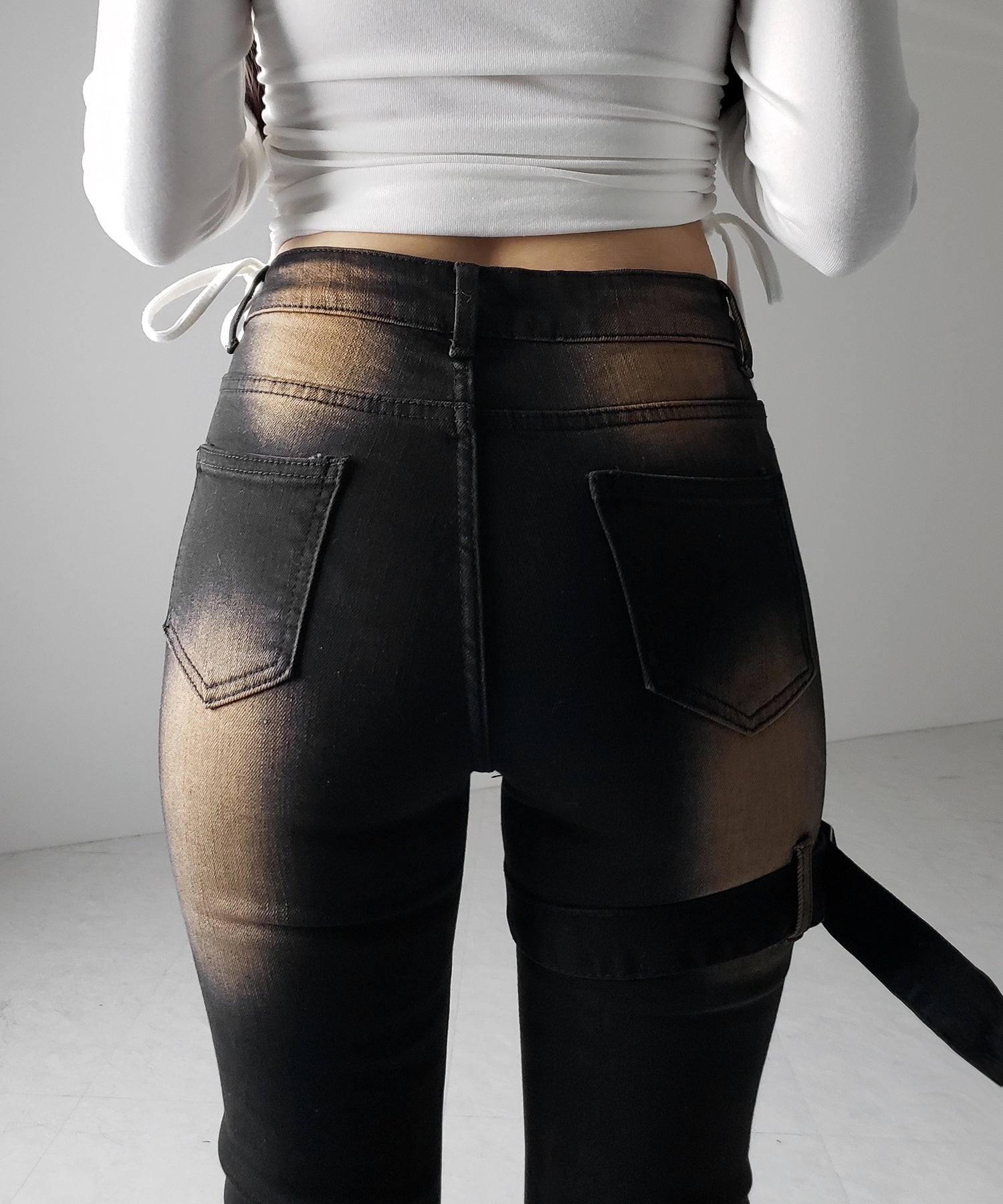 【 2color / 4size 】ベルテッドアウトポケットヴィンテージフレアデニム / belted out pocket vintage flare denim