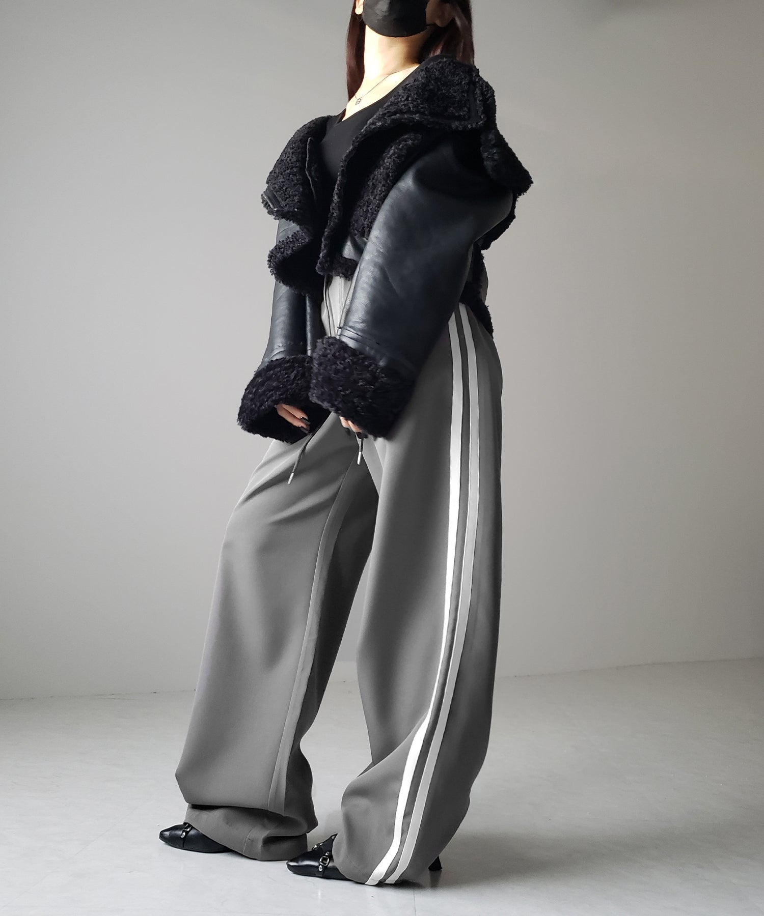 【 3size/3color 】2WAYドロストサイドラインルーズトラックワイドパンツ