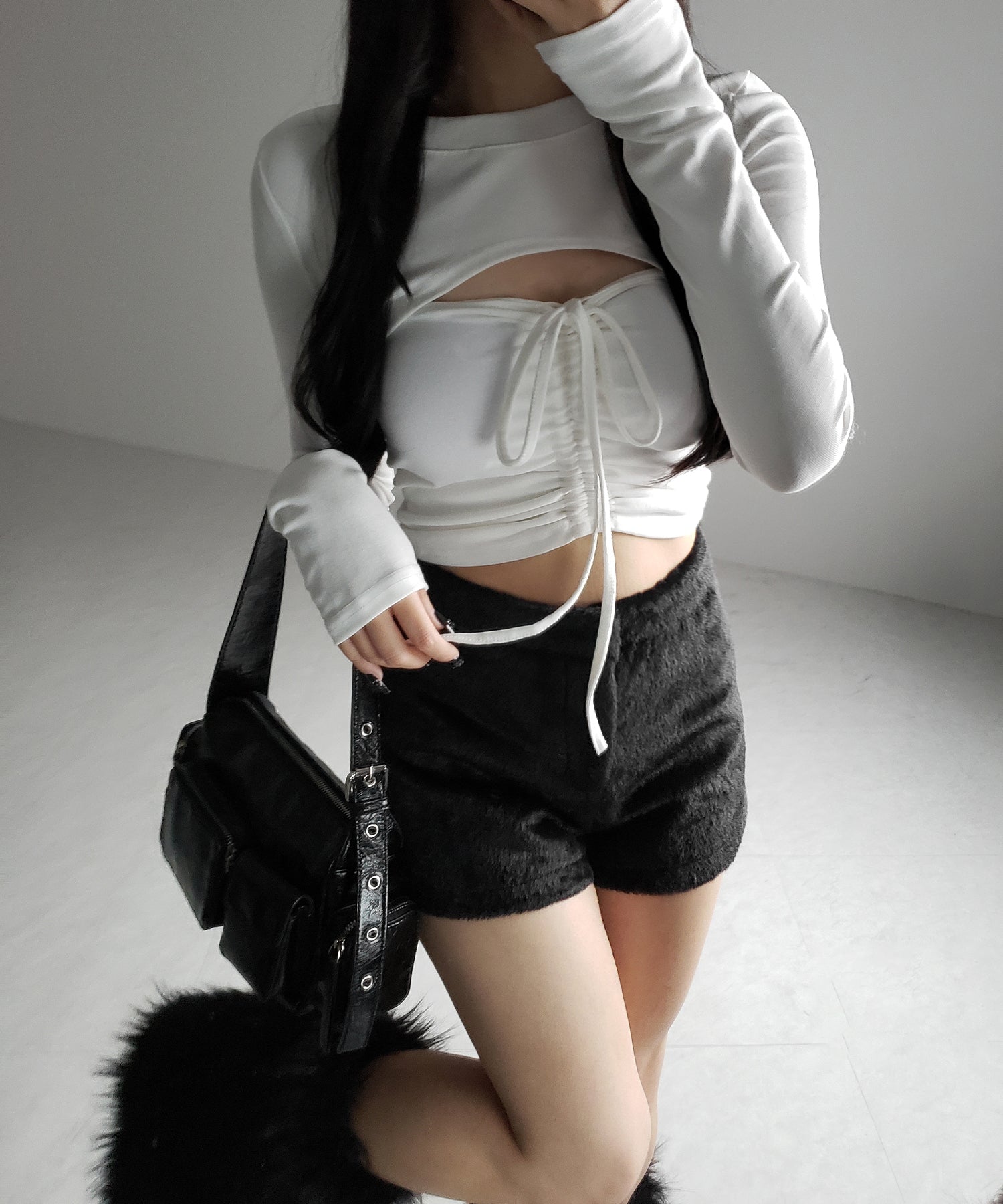 【 2点セット 】フロントリボンベアトップス & ショートレイヤードトップス SET / front ribbon bare tops & short layered tops SET