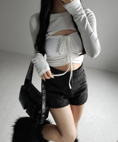 【 2点セット 】フロントリボンベアトップス & ショートレイヤードトップス SET / front ribbon bare tops & short layered tops SET