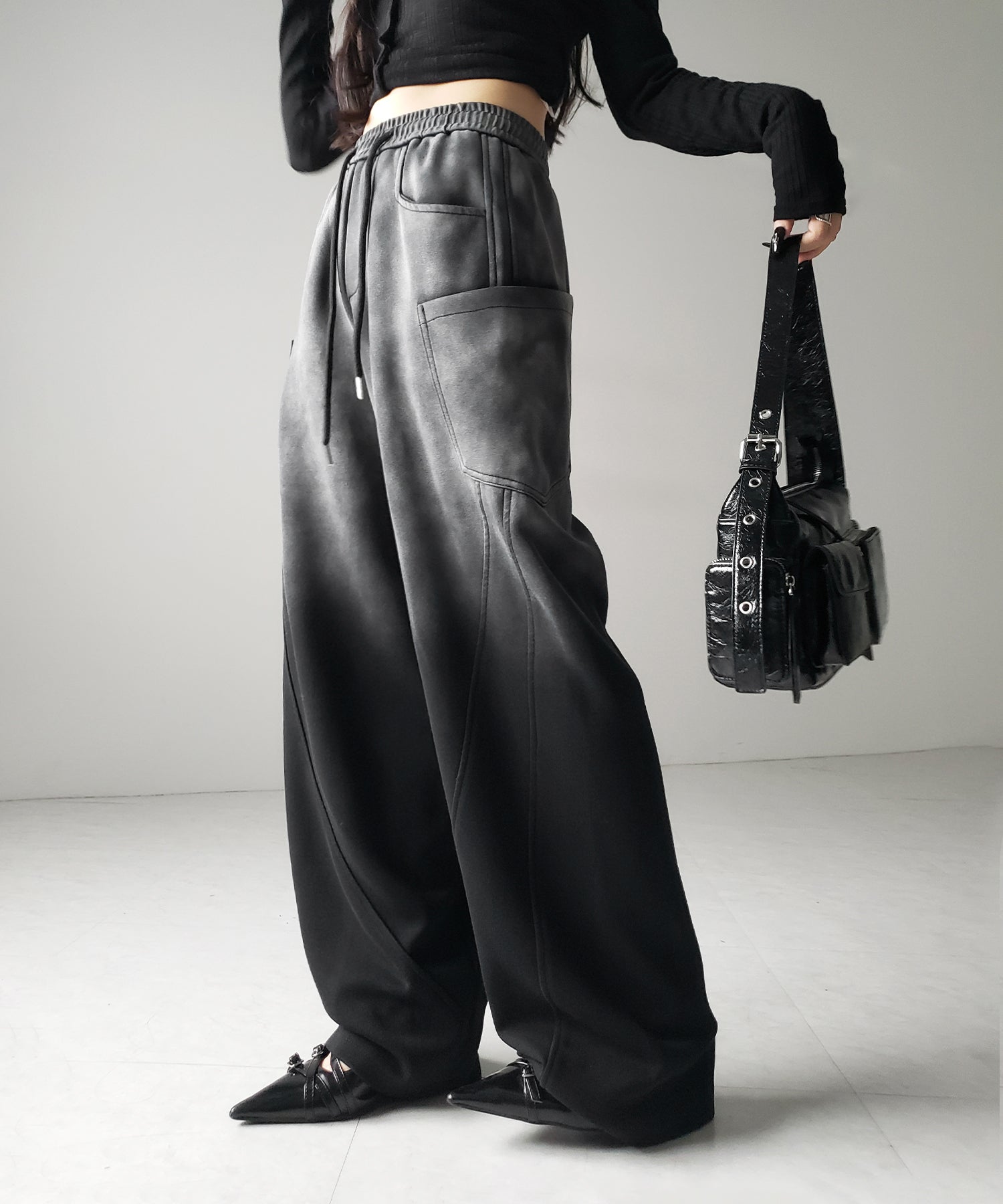 グラデーションブラックヴィンテージスウェットパンツ / gradation black vintage sweatpants