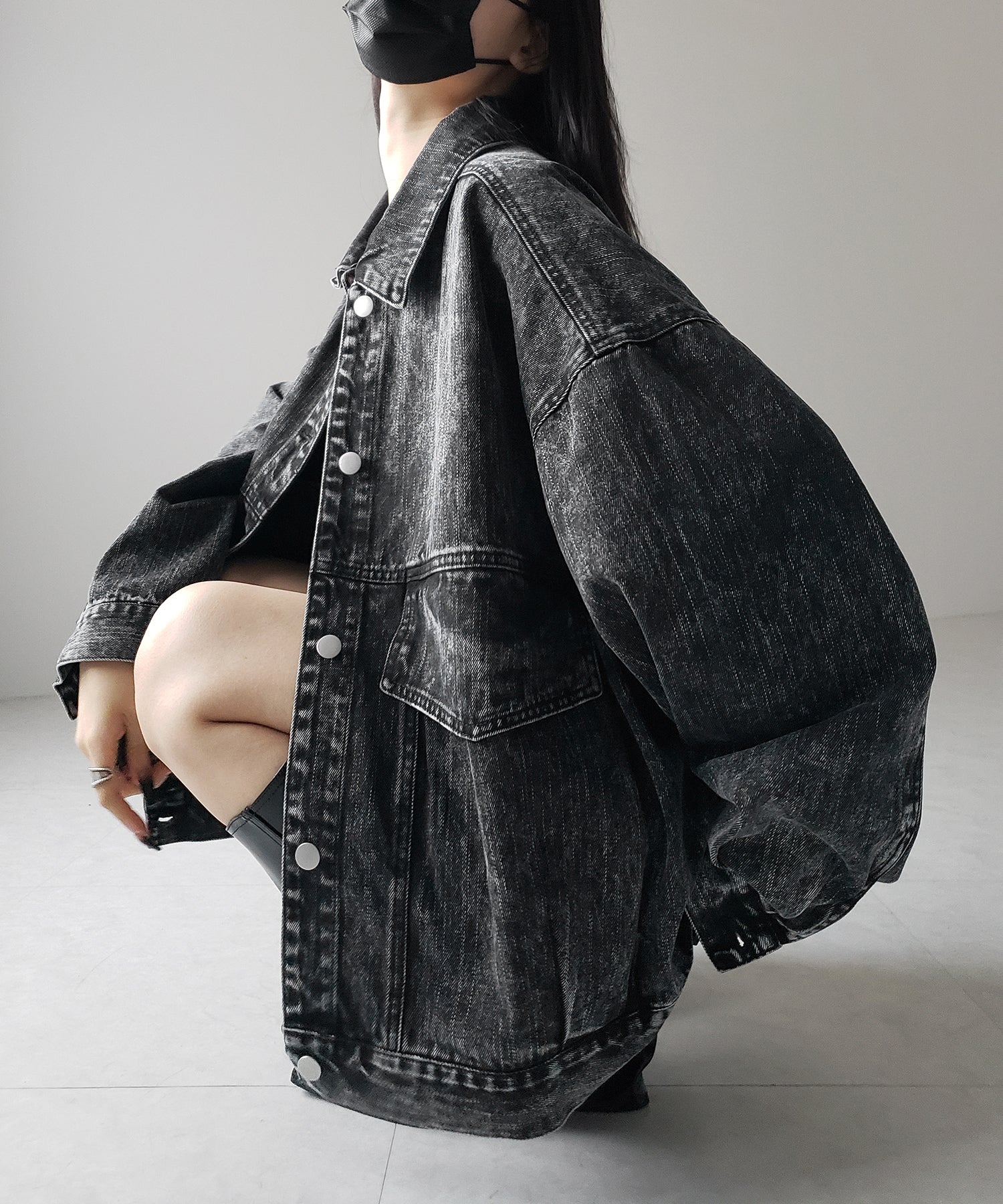 【 デニムセットアップ着用可能 】ヴィンテージケミカルブリーチボーイフレンドデニムジャケット / vintage chemical bleach boyfriend denim jacket