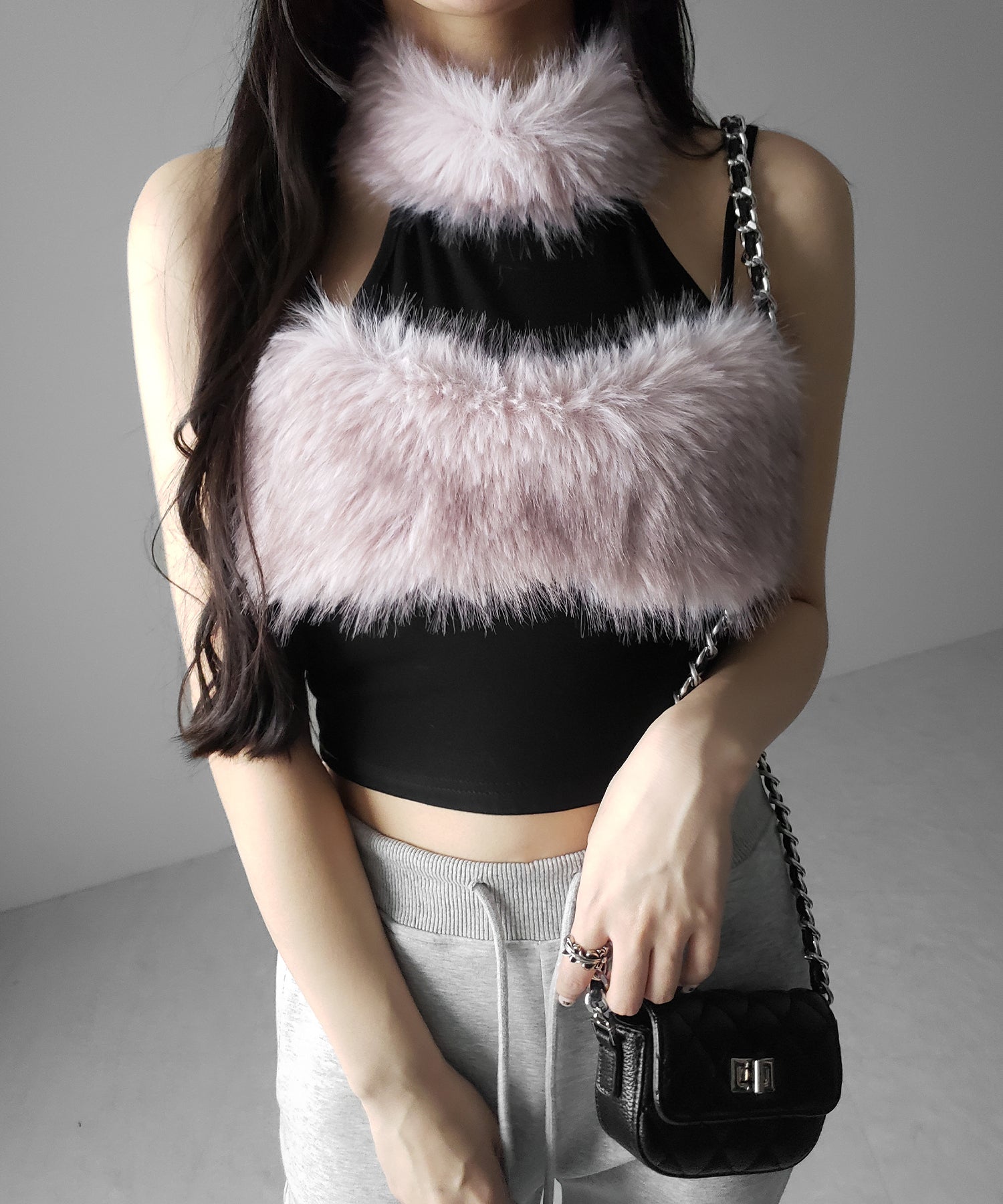 ファードッキングストラップトップス / fur docking strap tops