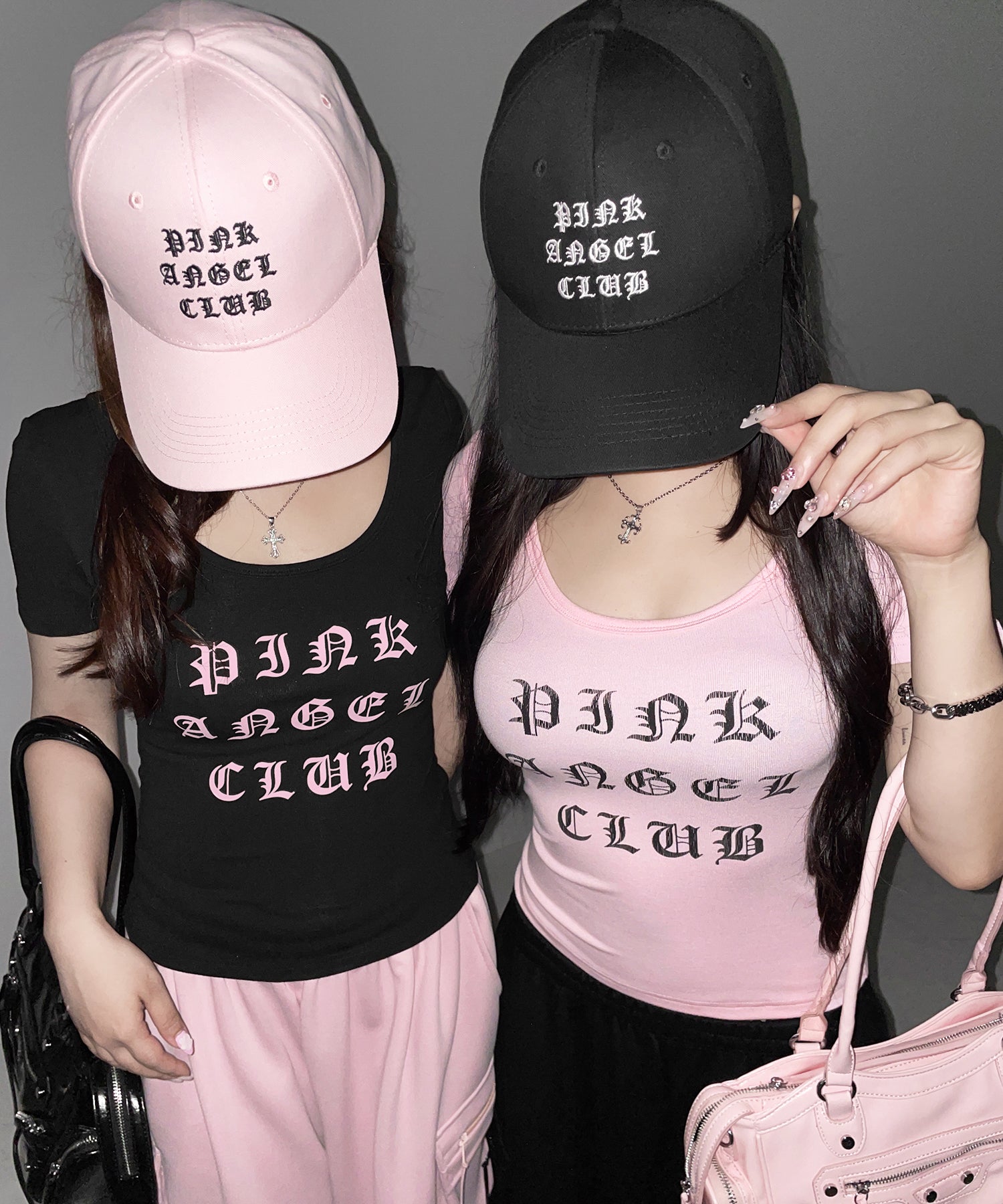 【 PINK ANGEL CLUB 】 GRUNGE LOGO embroidery CAP / グランジロゴ刺繍キャップ