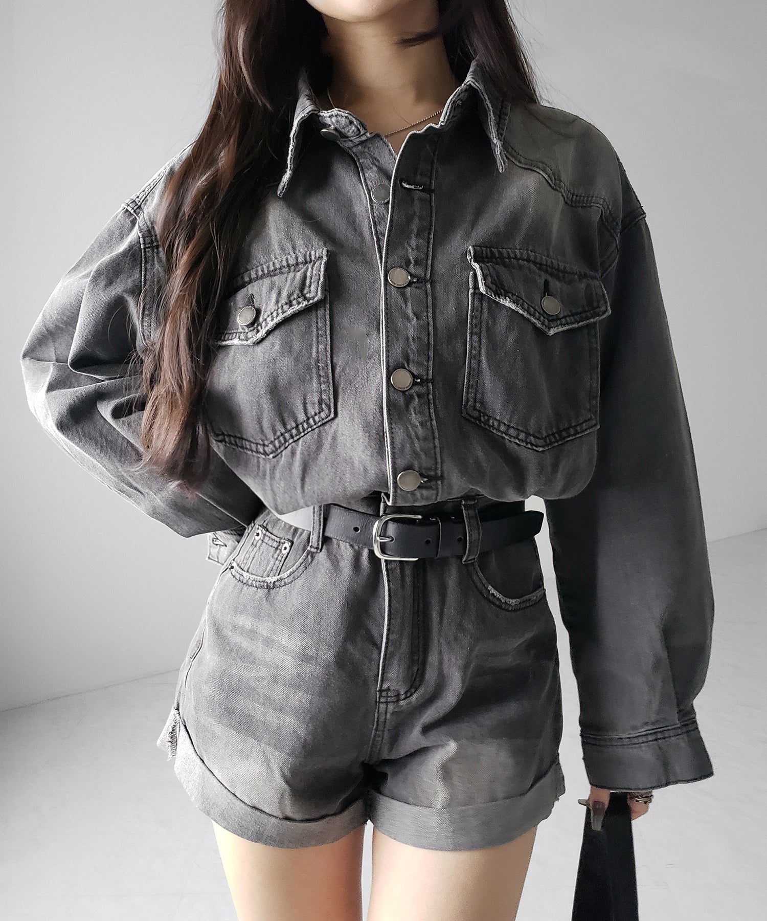 ヴィンテージデニムハイウエストミニオールインワン / vintage denim high waist mini allinone