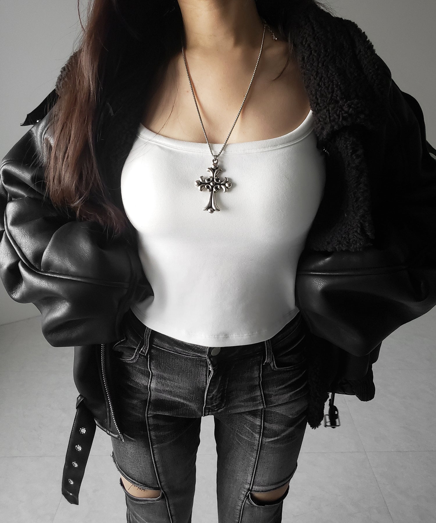 【 オフショル可能な2WAY / カップ付き 】裏起毛スクエアネックぴちカットソートップス / urakimo square neck pichi cutsew tops