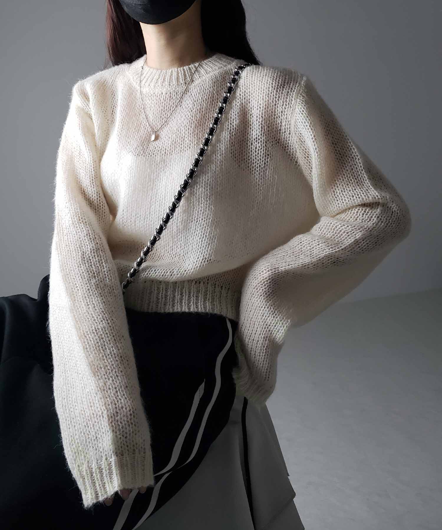【 4color 】モヘアライクショートシアーニット