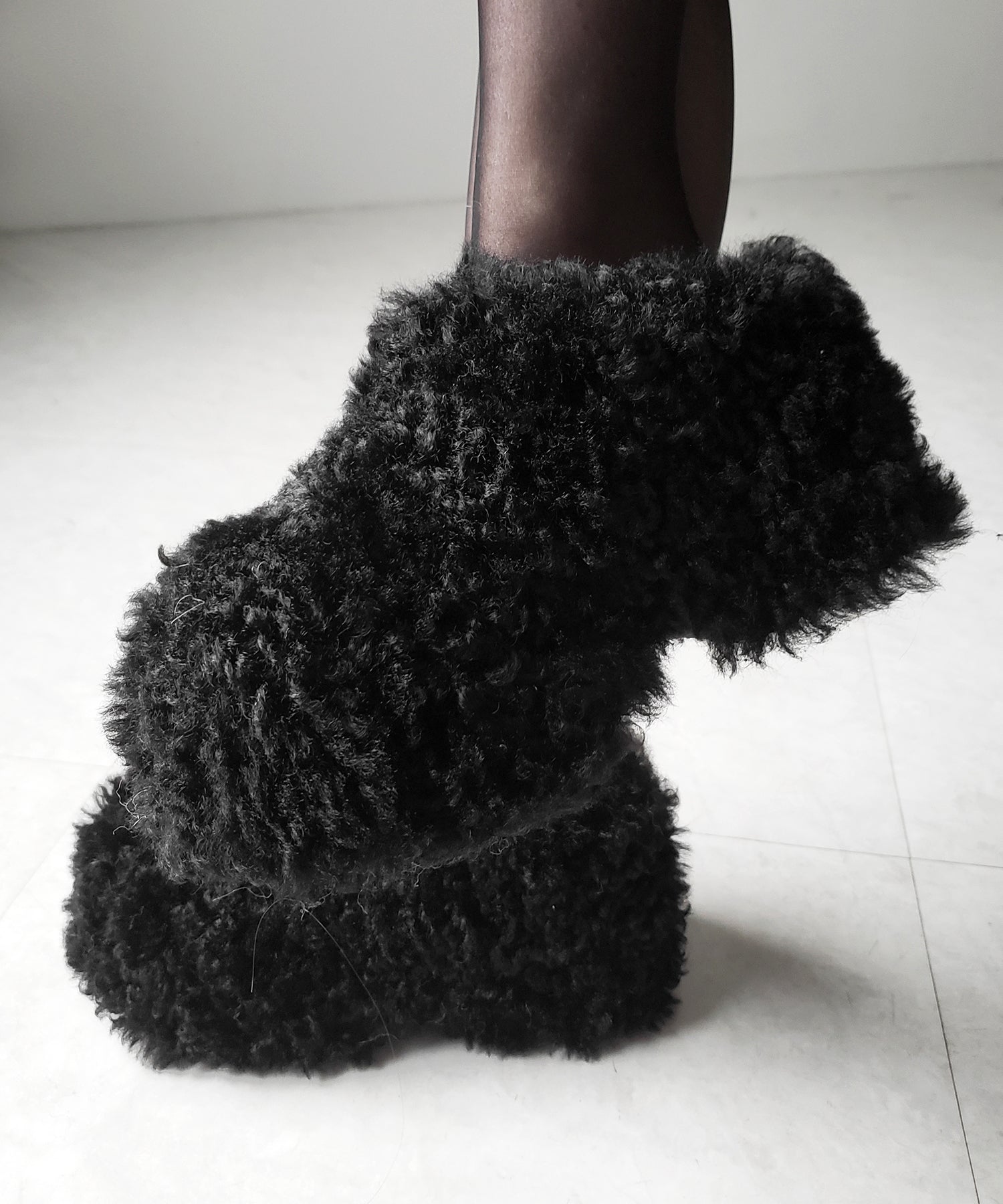 厚底テディボアサボサンダル / platform teddy boa sabo sandals