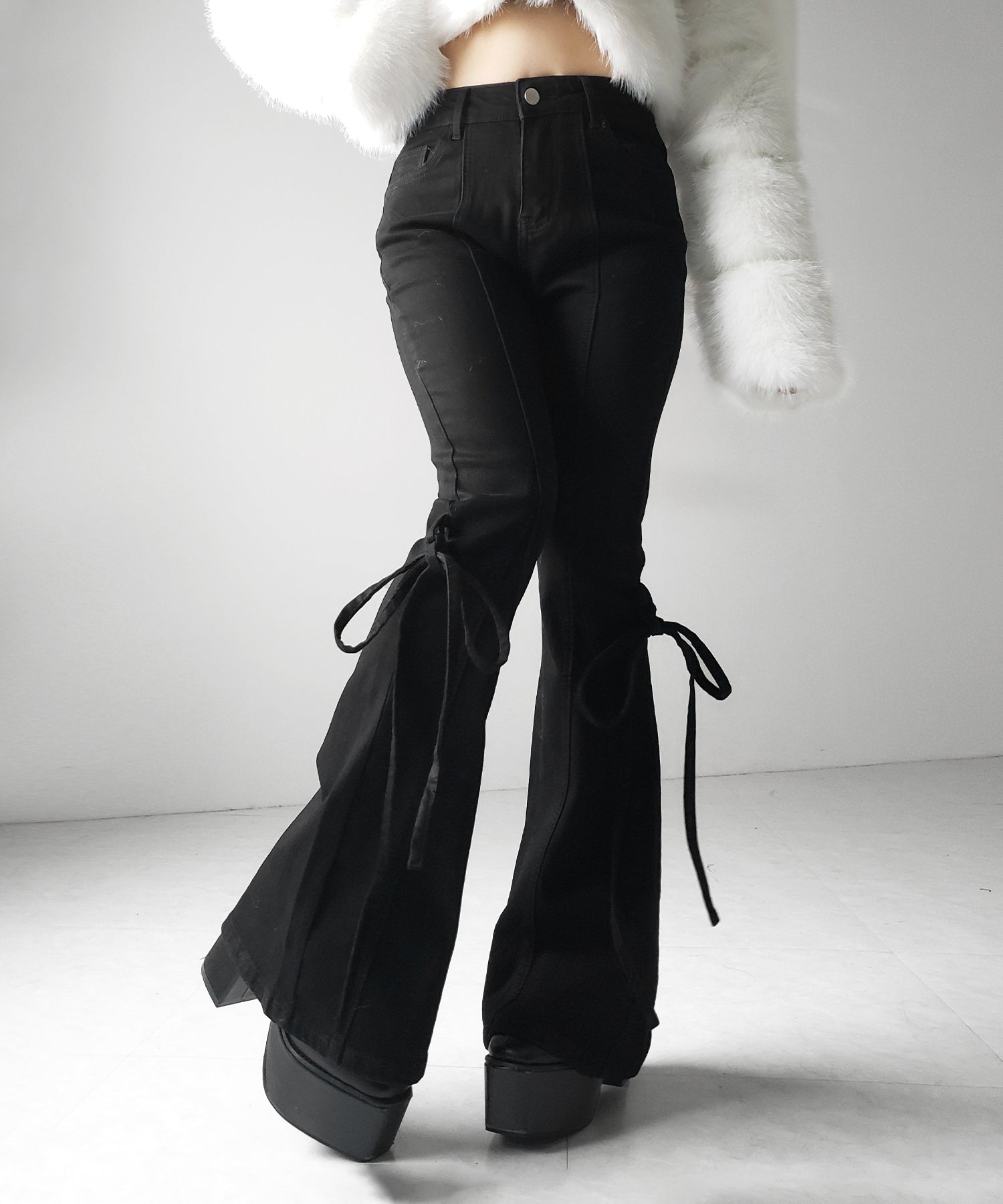 ストラップリボンヴィンテージストレッチフレアデニム / strap ribbon vintage stretch flare denim