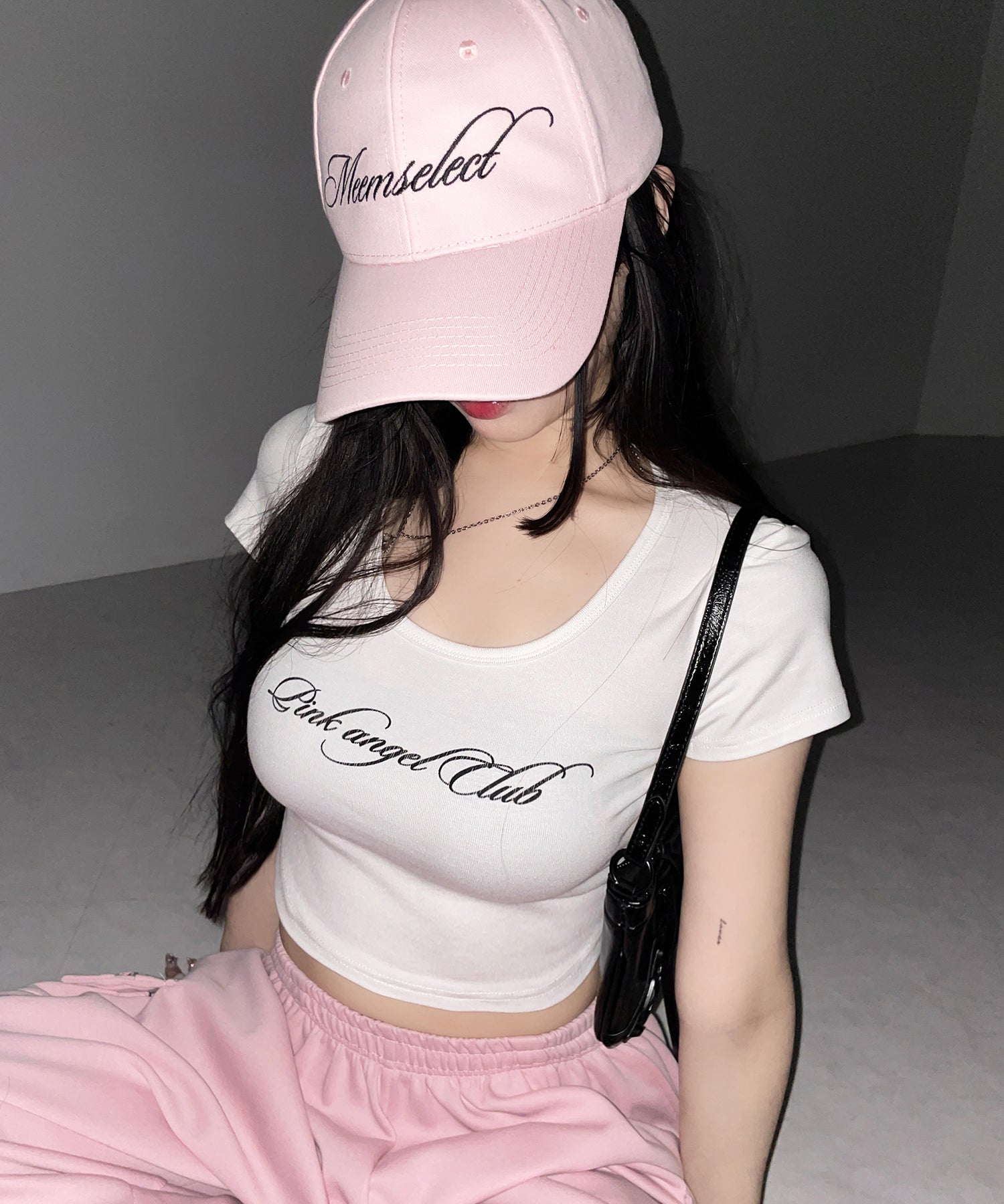 【 PINK ANGEL CLUB 】 レタリングロゴスクエアショートTシャツ / PINK ANGEL CLUB lettering logo square short T-shirts