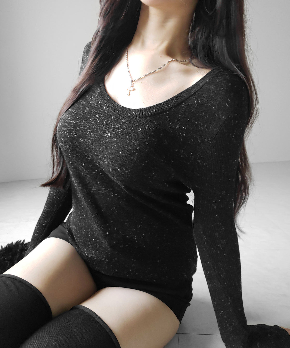メランジネップルーズニットトップス / melange nep loose knit tops