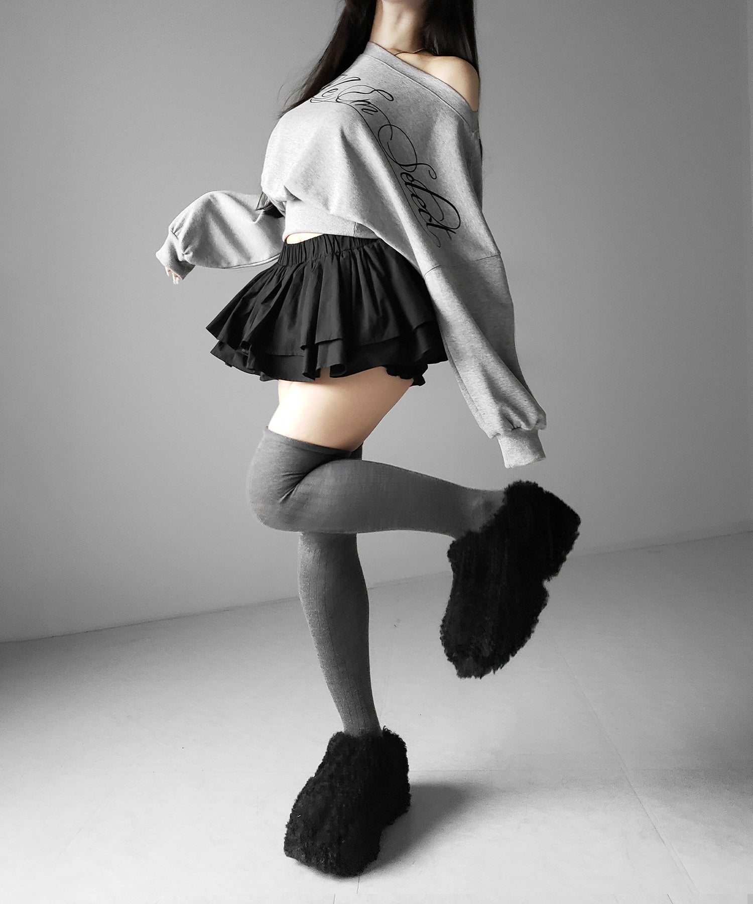 【 インパン裏地付 】ボリュームフレアコットンミニスカート / volume flare cotton mini skirt