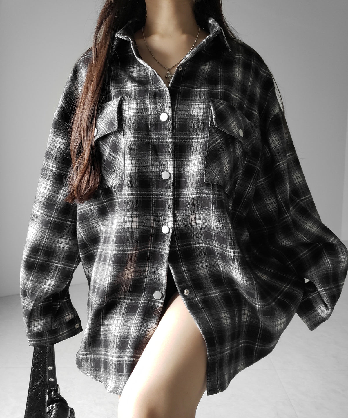 ブラックチェックオーバーフランネルシャツ / black check over flannel shirts