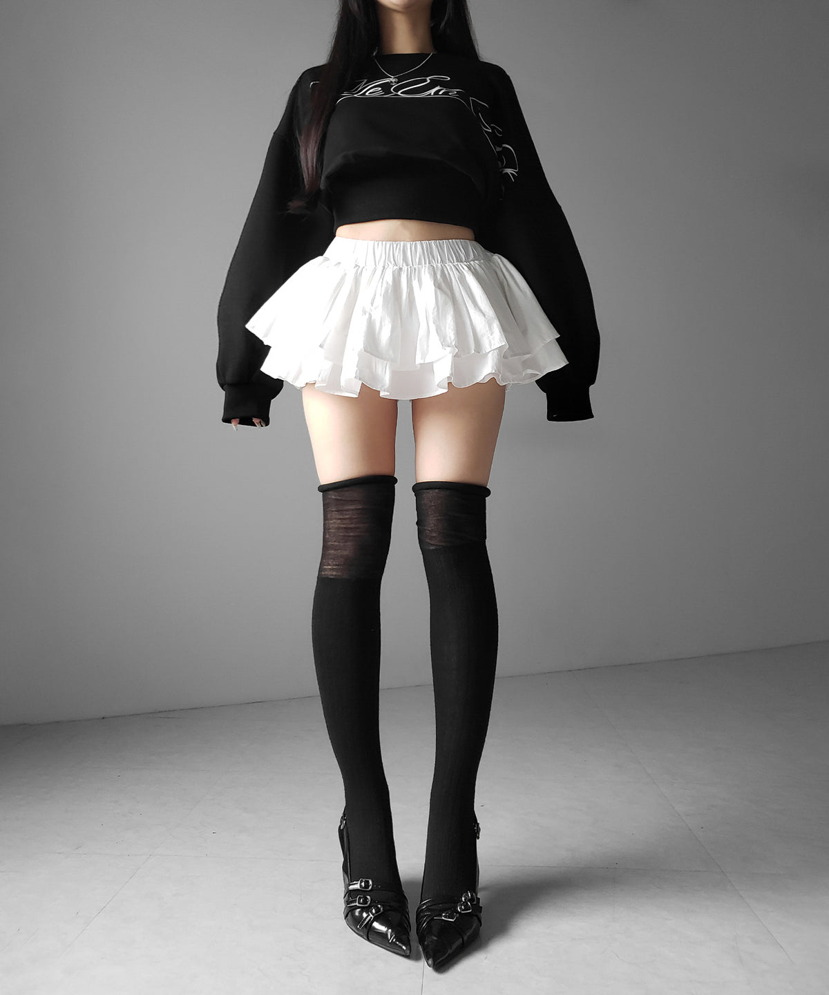 【 インパン裏地付 】ボリュームフレアコットンミニスカート / volume flare cotton mini skirt