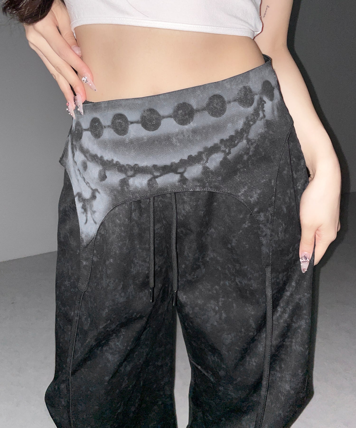 ガーターレイヤードヴィンテージタックワイドパンツ / garter layered vintage tack wide pants