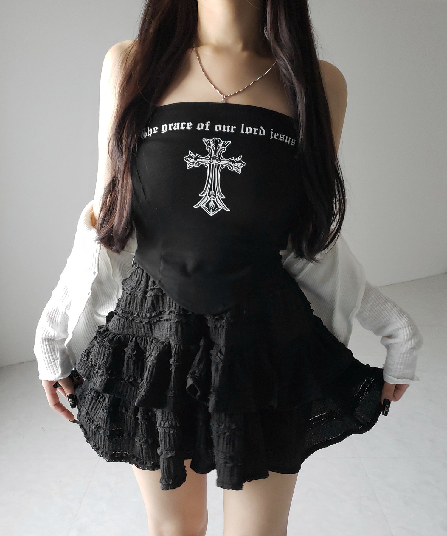 【 インパン裏地付 】ティアードフリルミニスカート / tiered frill mini skirt