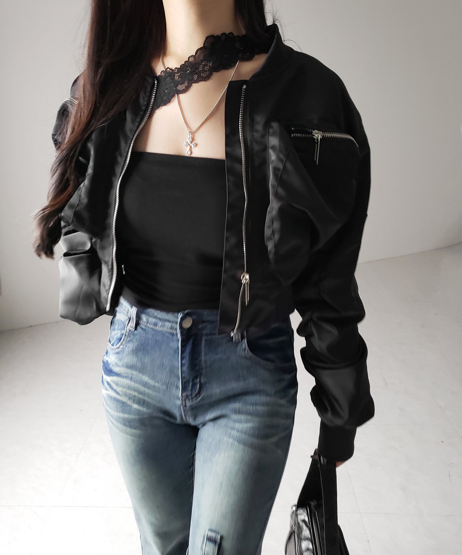 クロスデザインヴィンテージライクフリンジストレッチフレアデニム / cross design vintage-like fringe stretch flare denim