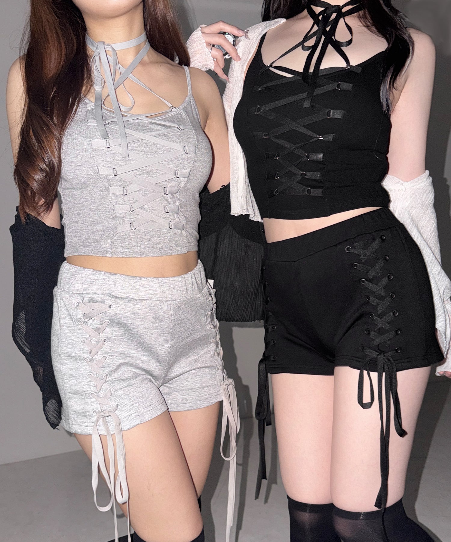 レースアップリボンショートパンツ / lace up ribbon short pants