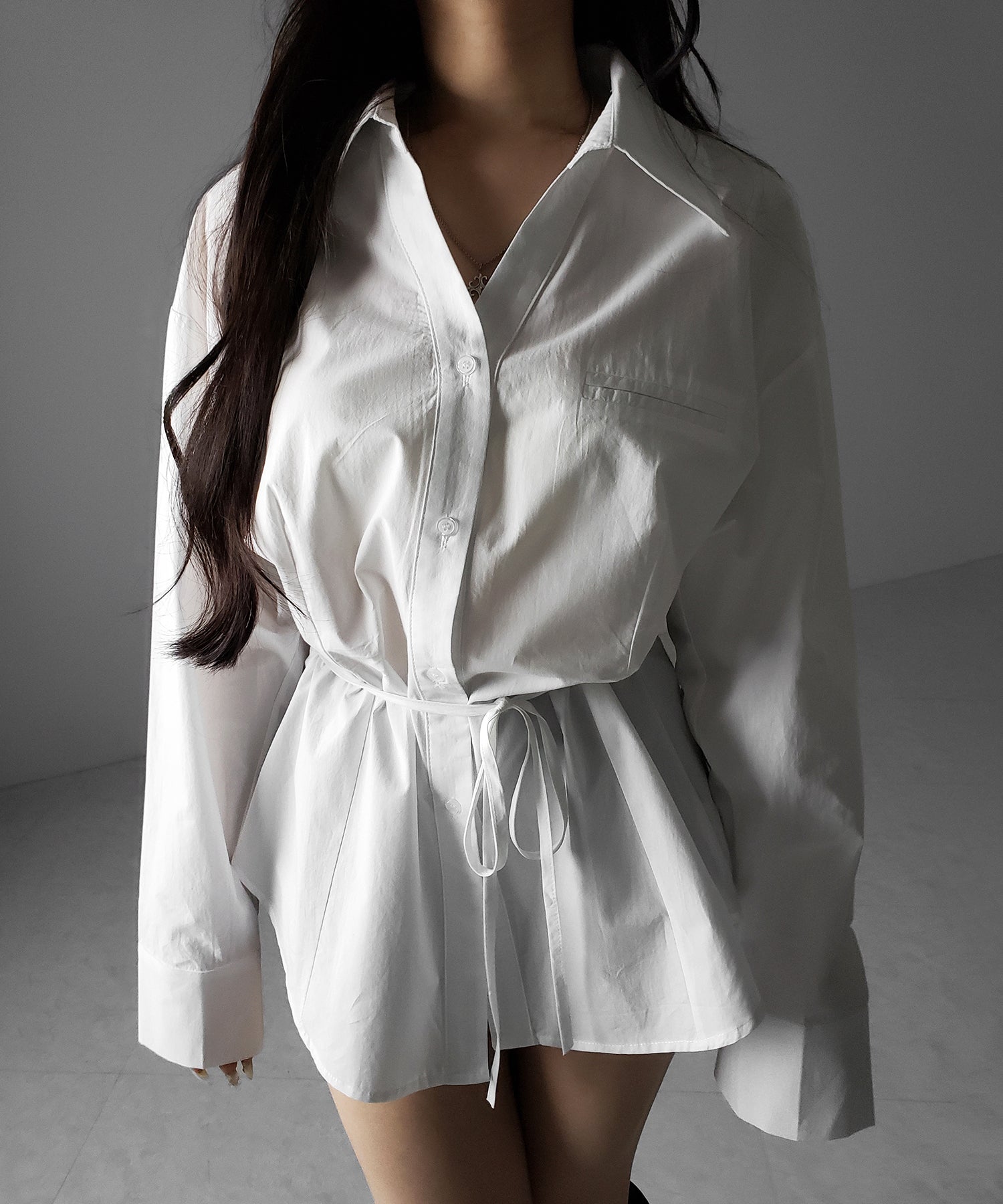 ストラップリボンレディフレアシャツ / strap ribbon lady flare shirts