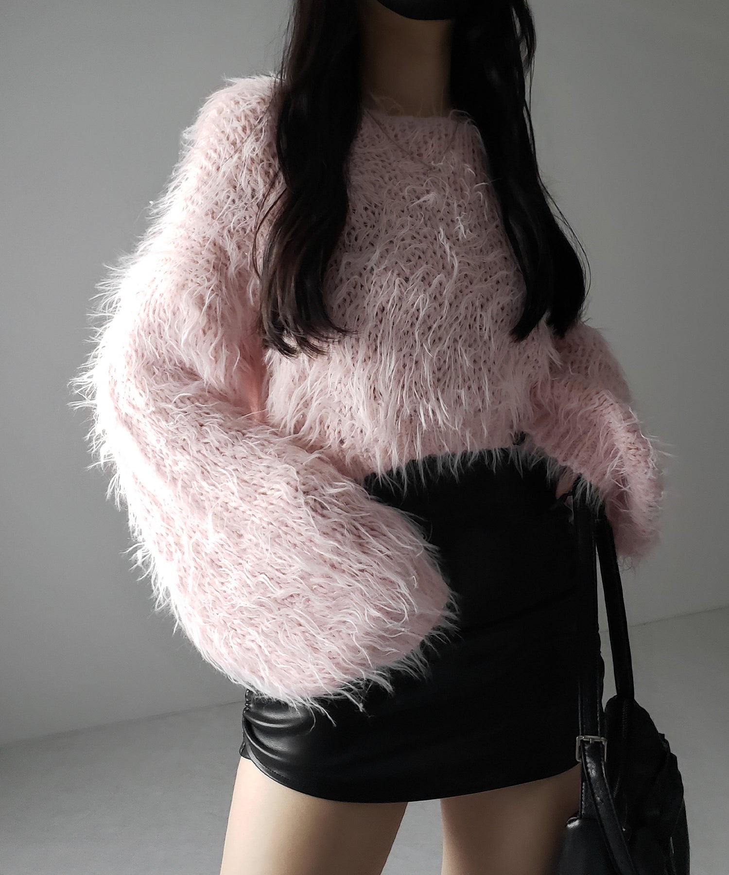 【 選べる6色展開 】フラッフィーシャギールーズショートニット / fluffy shaggy loose short knit