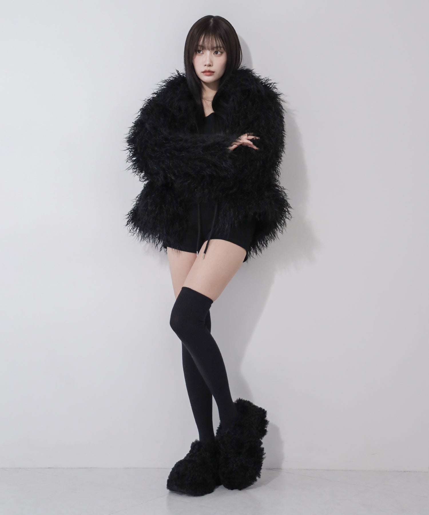 シャギーフェイクファーレディミドルコート / shaggy fake fur lady middle coat