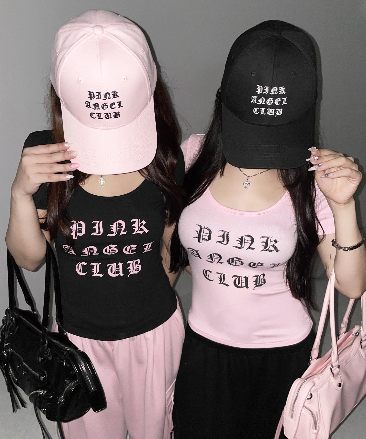 【 PINK ANGEL CLUB 】 GRUNGE LOGO embroidery CAP / グランジロゴ刺繍キャップ