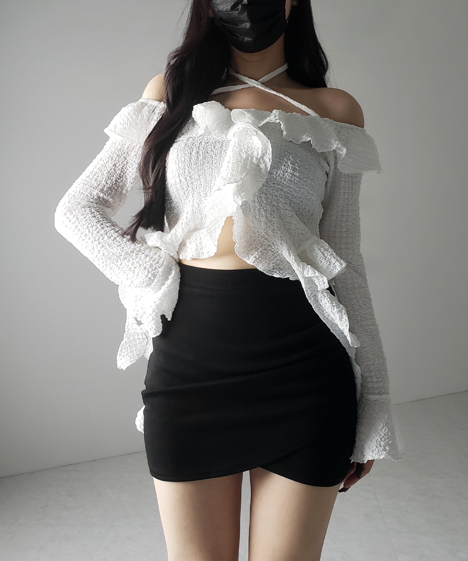 【 インパン裏地付 】サイドタックギャザータイトミニスカート /side tuck gather tight mini skirt