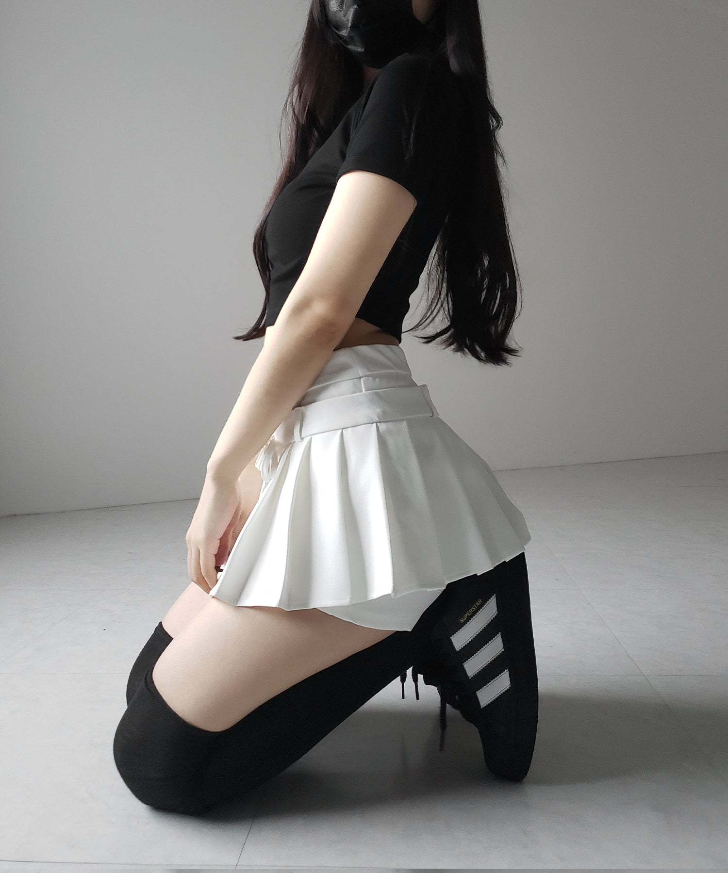 ストラップリボンプリーツショートパンツ / strap ribbon pleated short pants