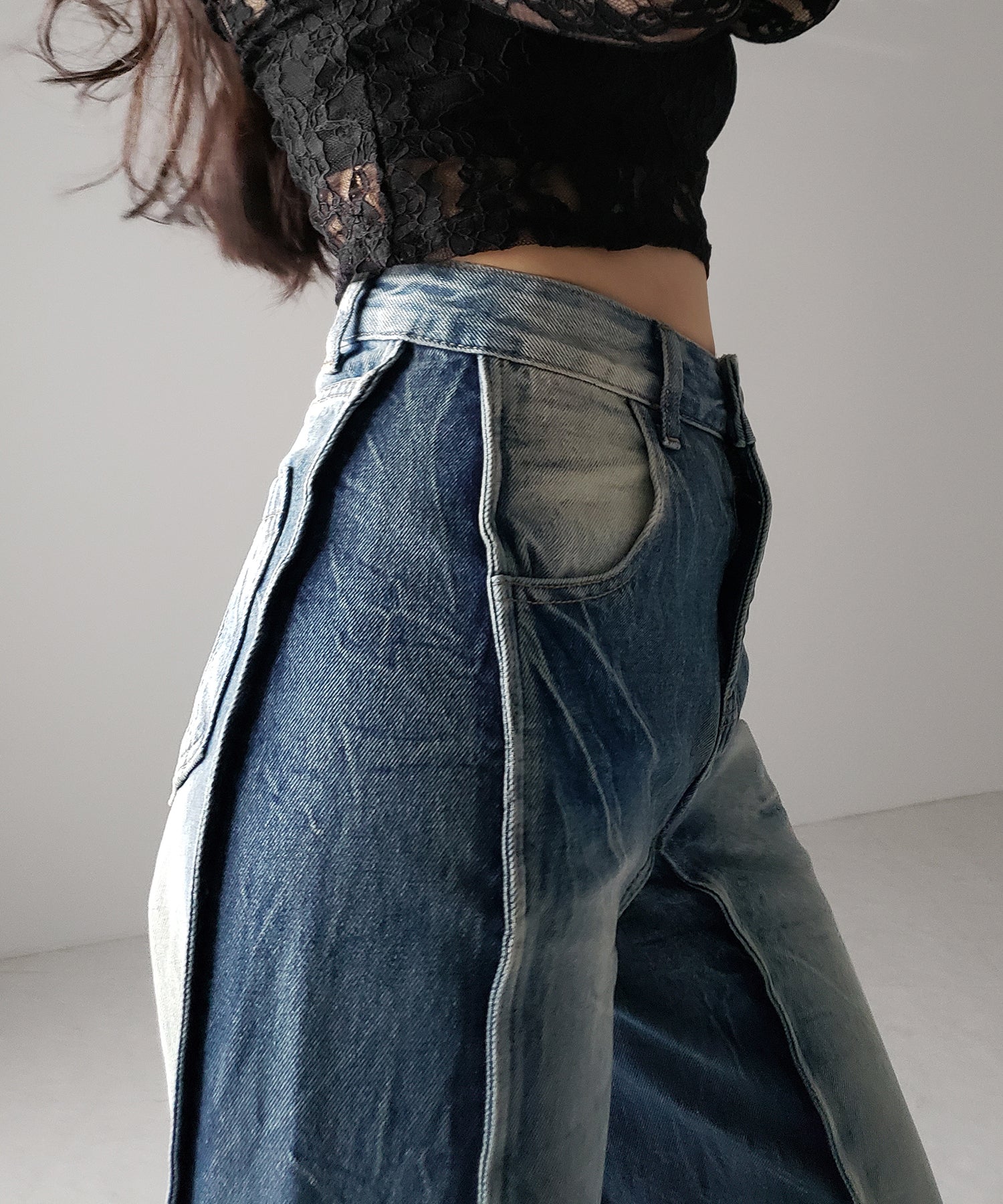 【 4size 】ヴィンテージライクサイドタックストレートデニム /vintage like side tuck straight denim
