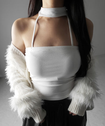 【 カップ付 】ダブルラインストラップチョーカーキャミソール / double line strap choker camisole