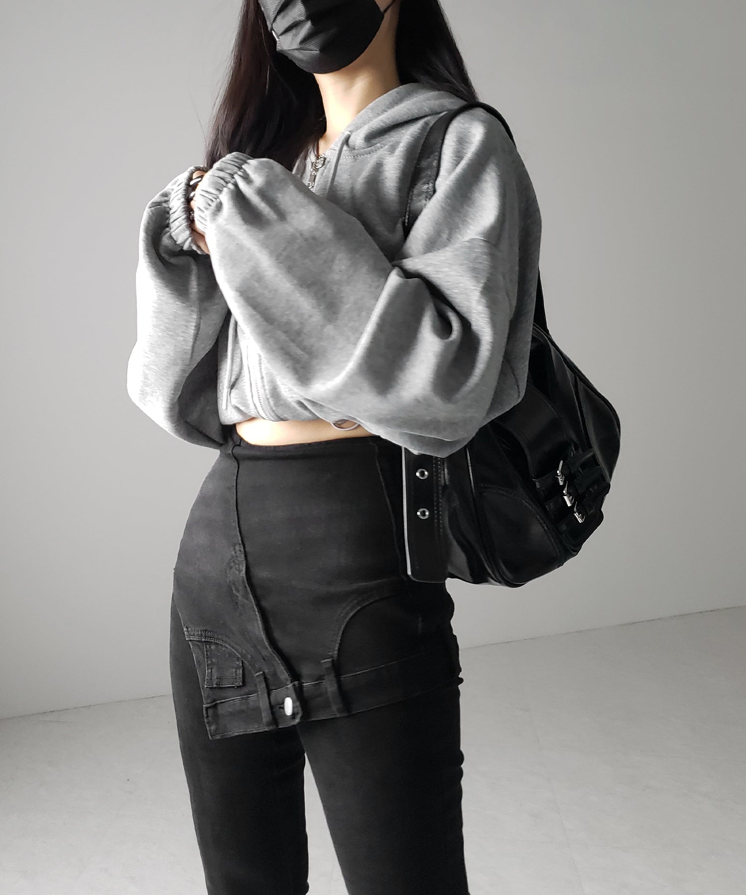【 2color / 4size 】レイヤードウエストヴィンテージフレアデニム /layered waist vintage flare denim