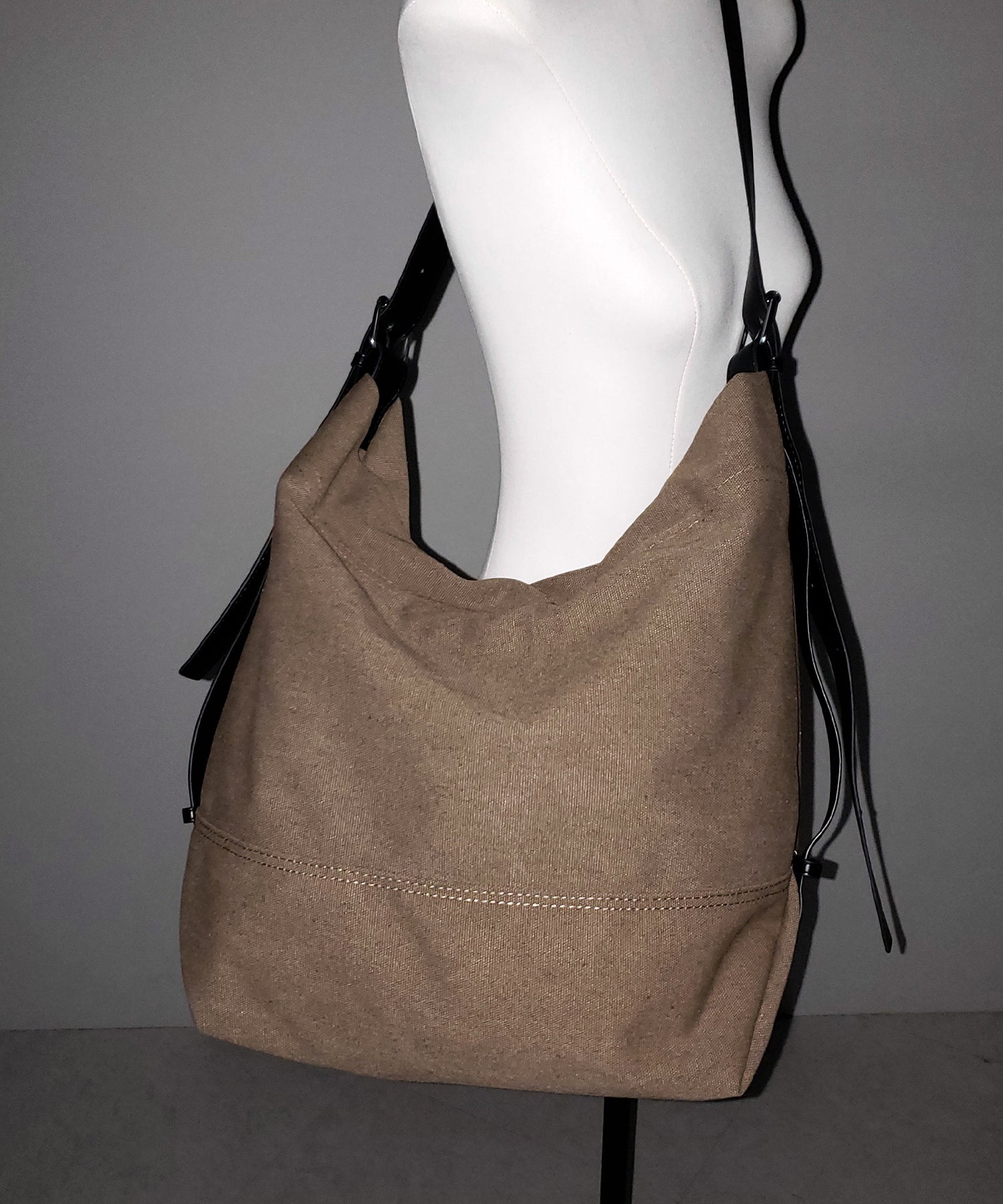 【 2color 】レザーベルトキャンバスビッグショルダーバッグ / leather belt canvas big shoulder bag