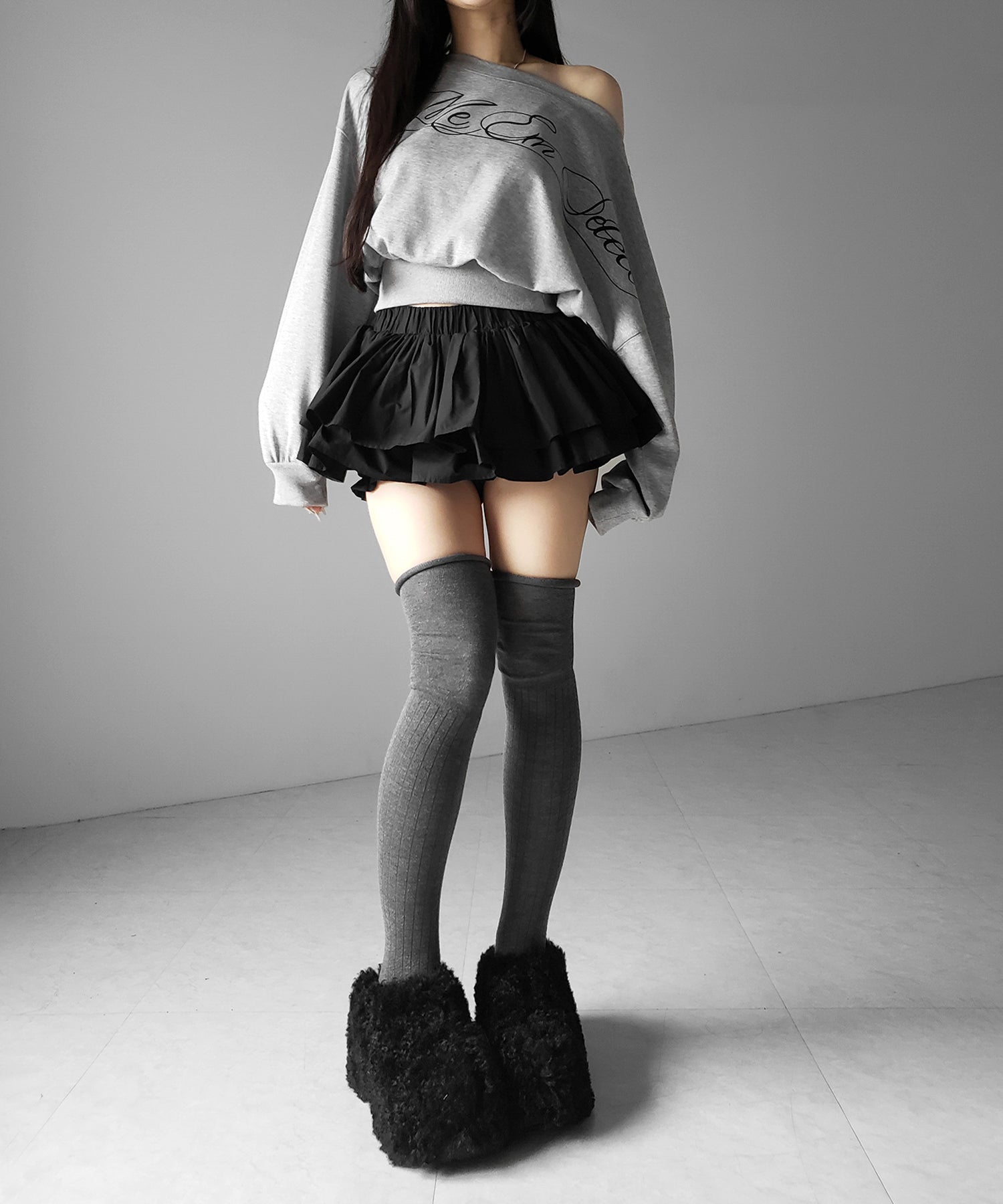 【 インパン裏地付 】ボリュームフレアコットンミニスカート / volume flare cotton mini skirt