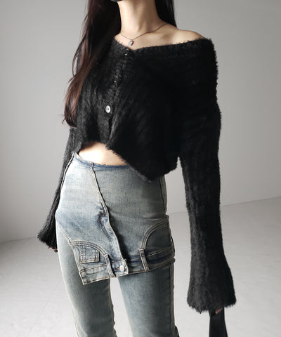 レイヤードウエストヴィンテージフレアデニム /layered waist vintage flare denim