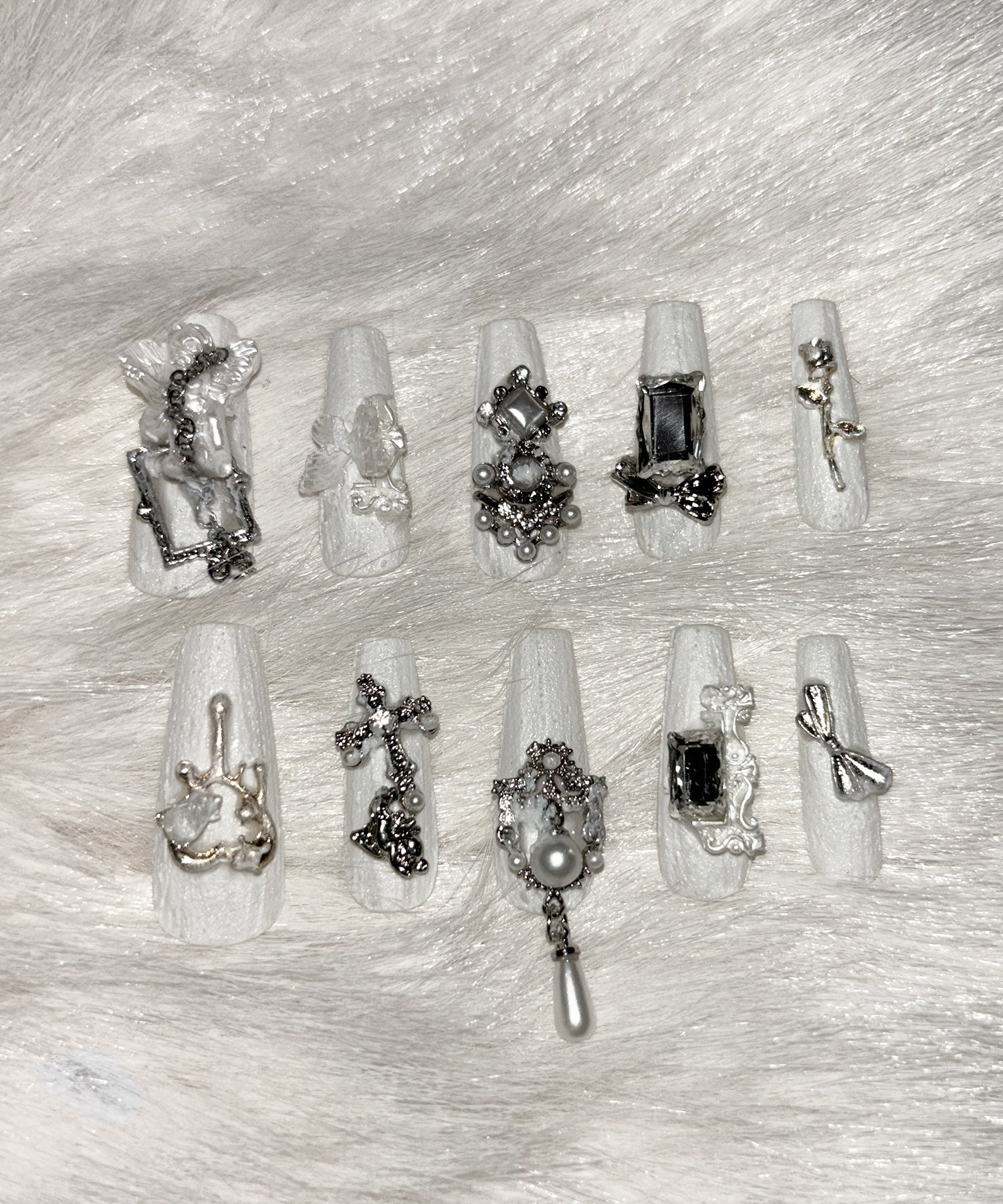 ウィッシュコアエンジェルパールホワイトネイルチップ / wishcore angel pearl white nail tips