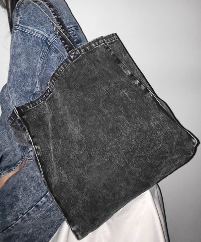 ヴィンテージケミカルブリーチビッグスクエアデニムトートバッグ / vintage chemical bleach big square denim tote bag