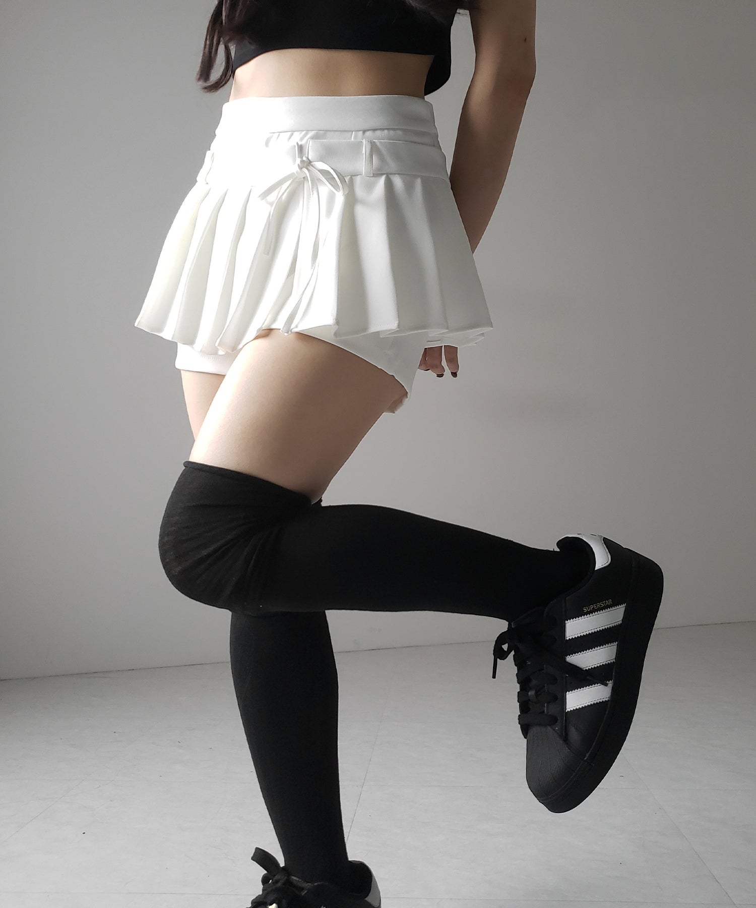 ストラップリボンプリーツショートパンツ / strap ribbon pleated short pants