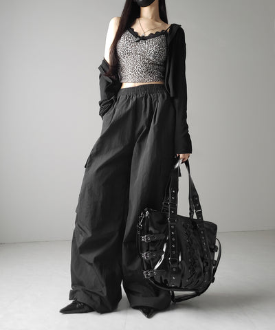 【 2点セット 】ドッキングレースレオパードキャミソール + カーディガン SET / docking lace leopard camisole + cardigan SET