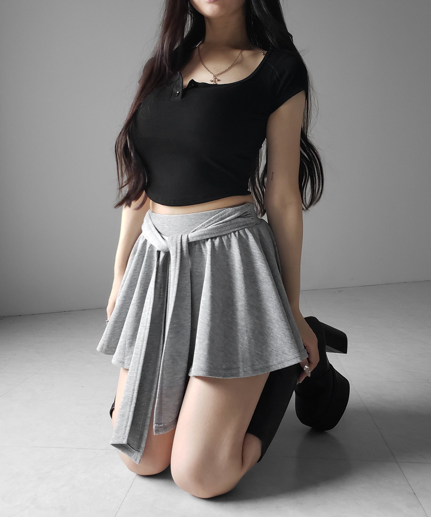 ラップレイヤードフレアミニスカパン / wrap layered flare mini skirt pants