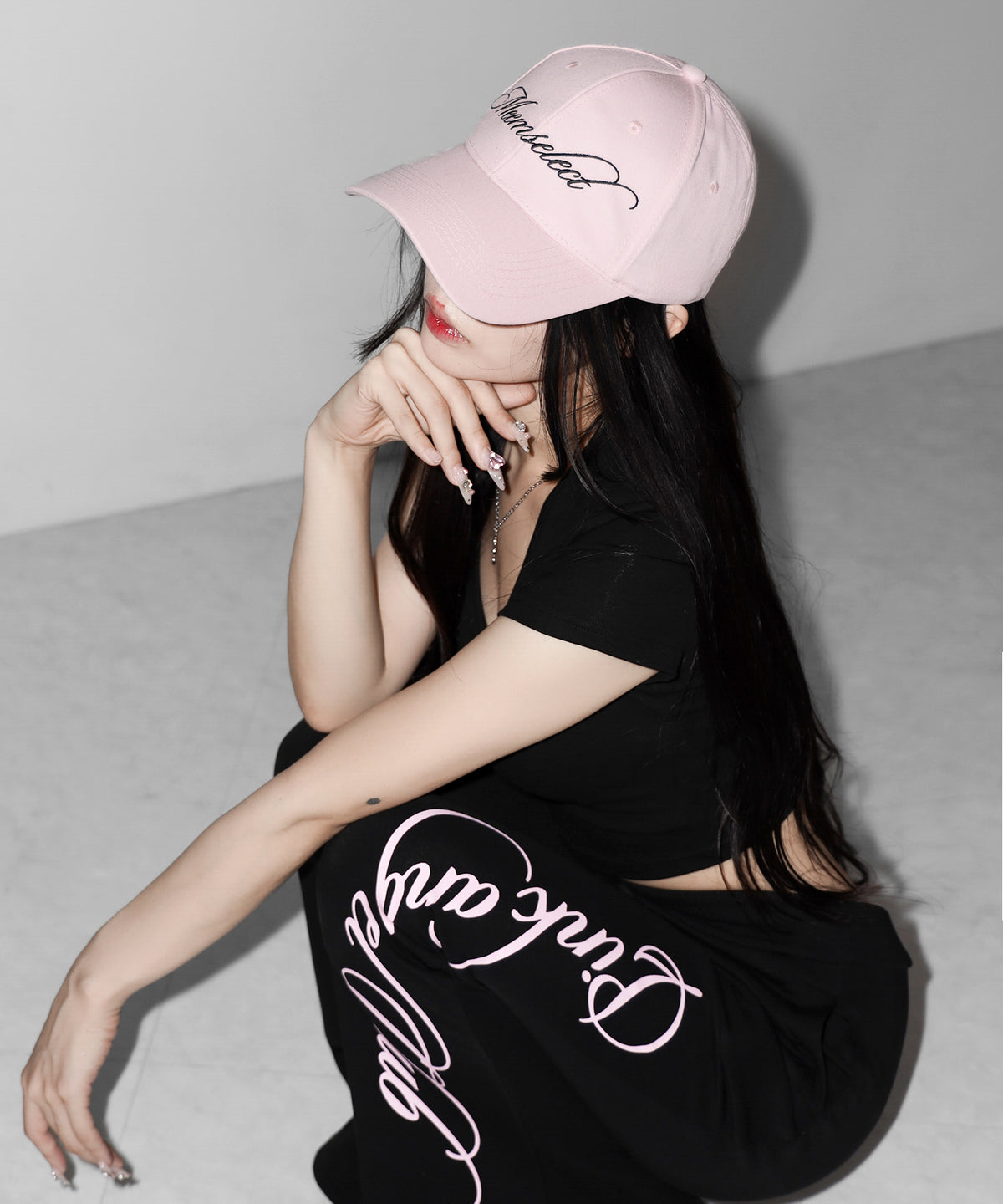 【 PINK ANGEL CLUB 】lettering LOGO embroidery CAP / レタリングロゴ刺繍キャップ